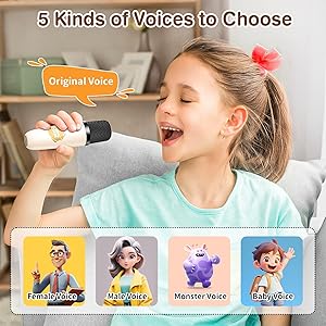 PHNIXGAM Mini Karaoke Machine with Two Wireless Microphones, Portable Bluetooth Speaker for Adults and Kids, Karaoke Microphone with LED, Speaker Supports for TF Card/USB, AUX in (Beige)