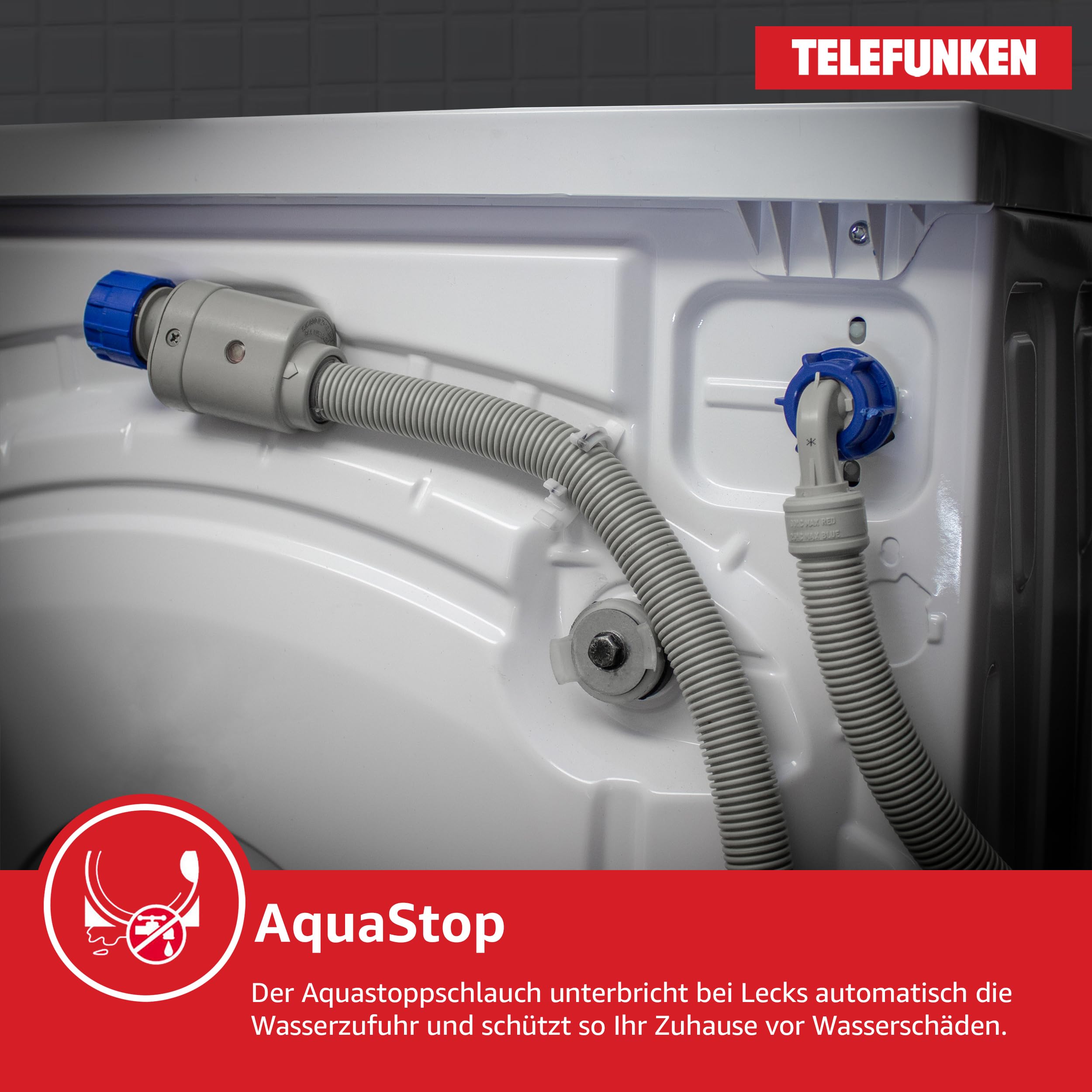Telefunken Waschtrockner, 9 kg Waschen / 6 kg Trocknen, Waschmaschine mit Trockner integriert, 1400 U/Min, Frontlader Waschtrockner Kombi, Inverter Motor, AquaStop, Energiesparend, Weiß, WT96ADW