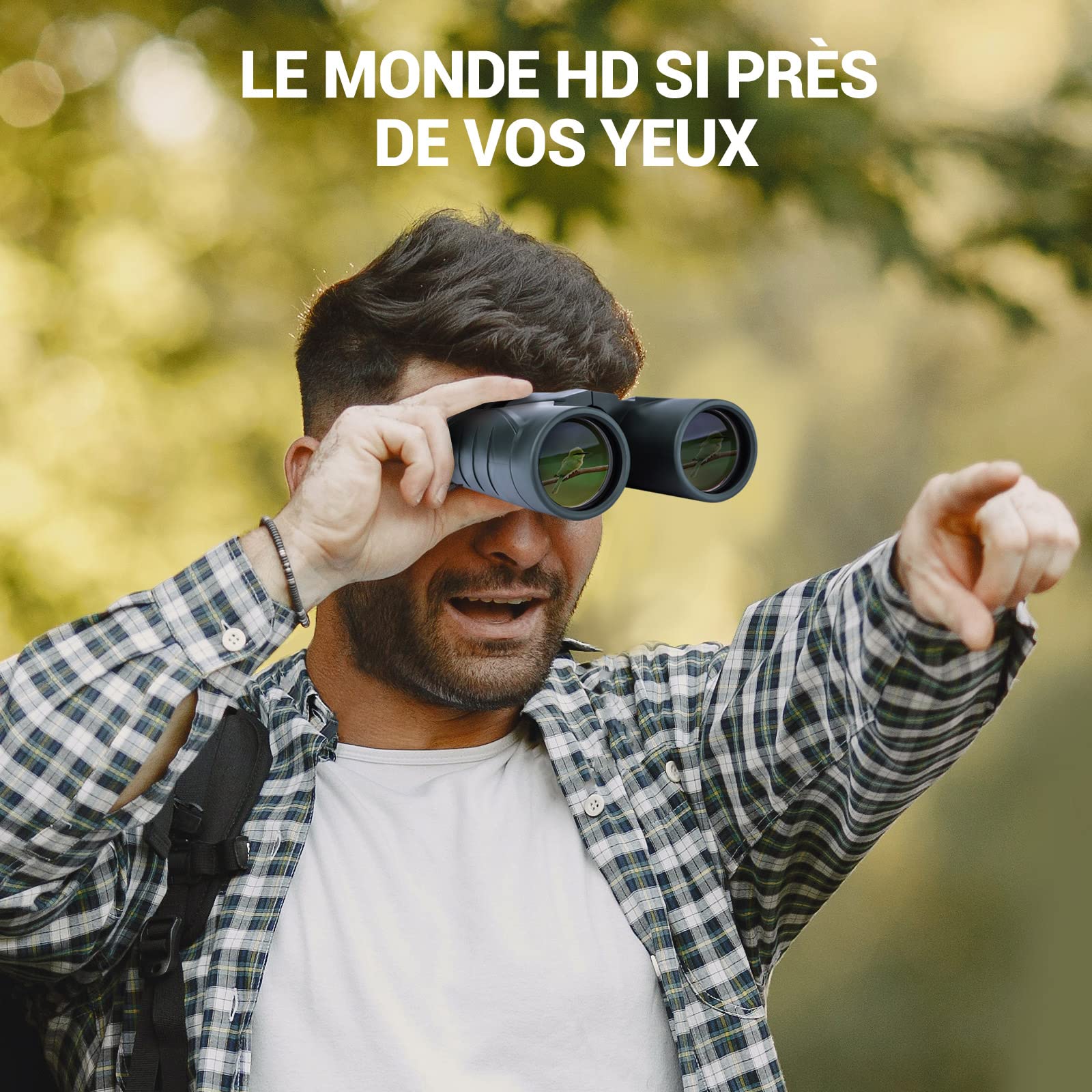 NOCOEX 10x42 Puissantes Jumelles Compactes Prisme de Toit avec Sac de Transport et Sangle, Convient pour Enfant,De Theatre,Observation D’Oiseaux, Paysages et Voyages (D)