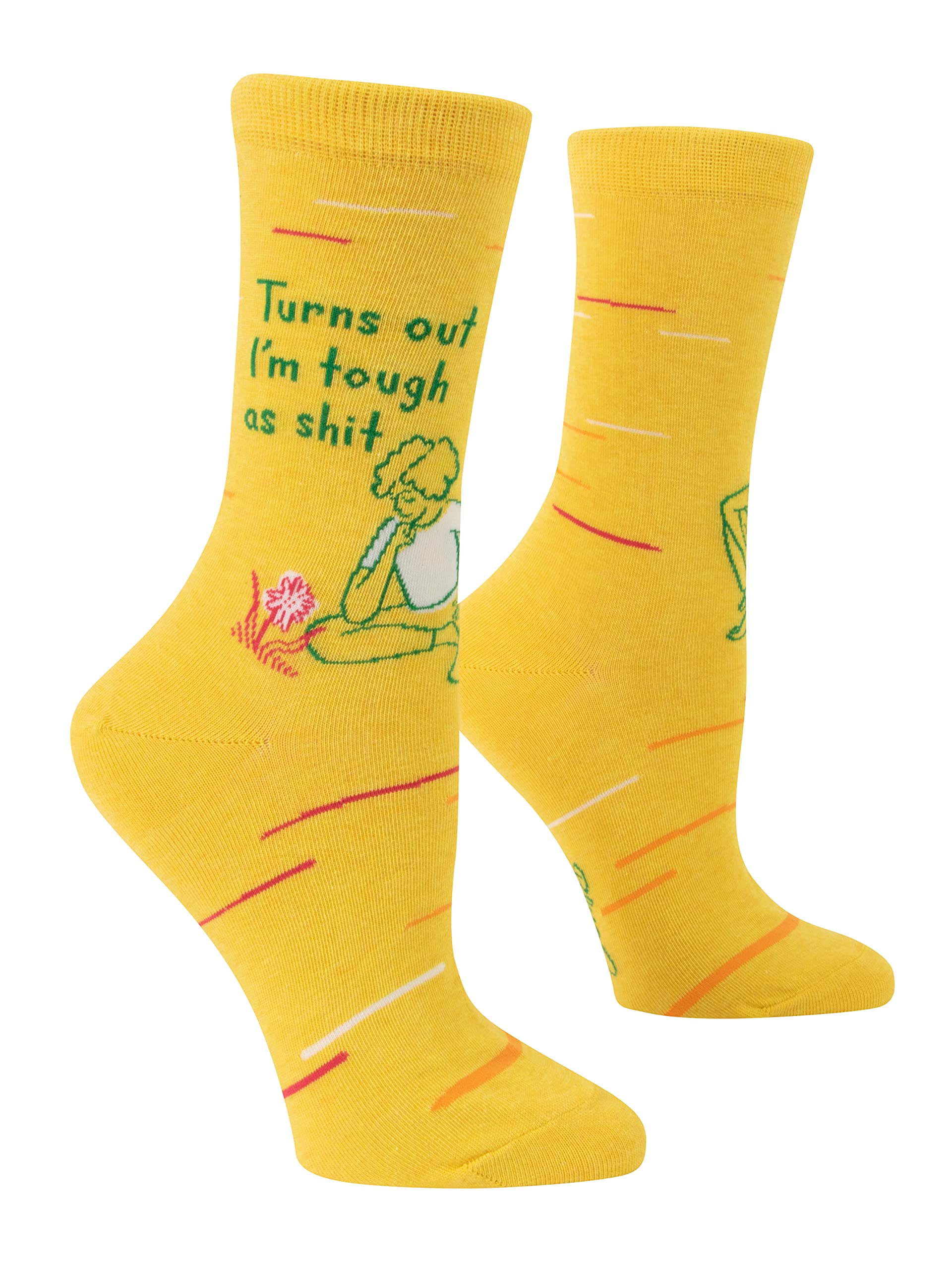 Blue Q Women's Turns Out I’m Tough As Novelty Crew Socks (Fit Shoe Size 5-10), Turns Out I'm Tough As, One Size