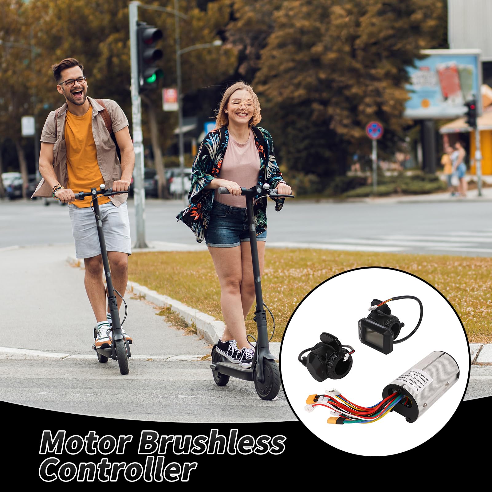 Scooter-Controller-Motor, Bürstenloser Controller, 5-6 Zoll, 350 W, 12 A, Echtzeit-Anzeigefeld, Scooter-Controller-Kit 36 ​​V Für Gleichstrommotoren, Roller