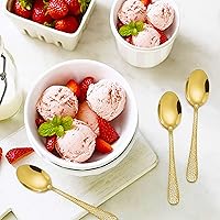 Vista 5 de E-far 12 cucharas de café pequeñas, mini cucharas de café expreso de acero inoxidable de 6 pulgadas para café/azúcar/té, diseño martillado y libre