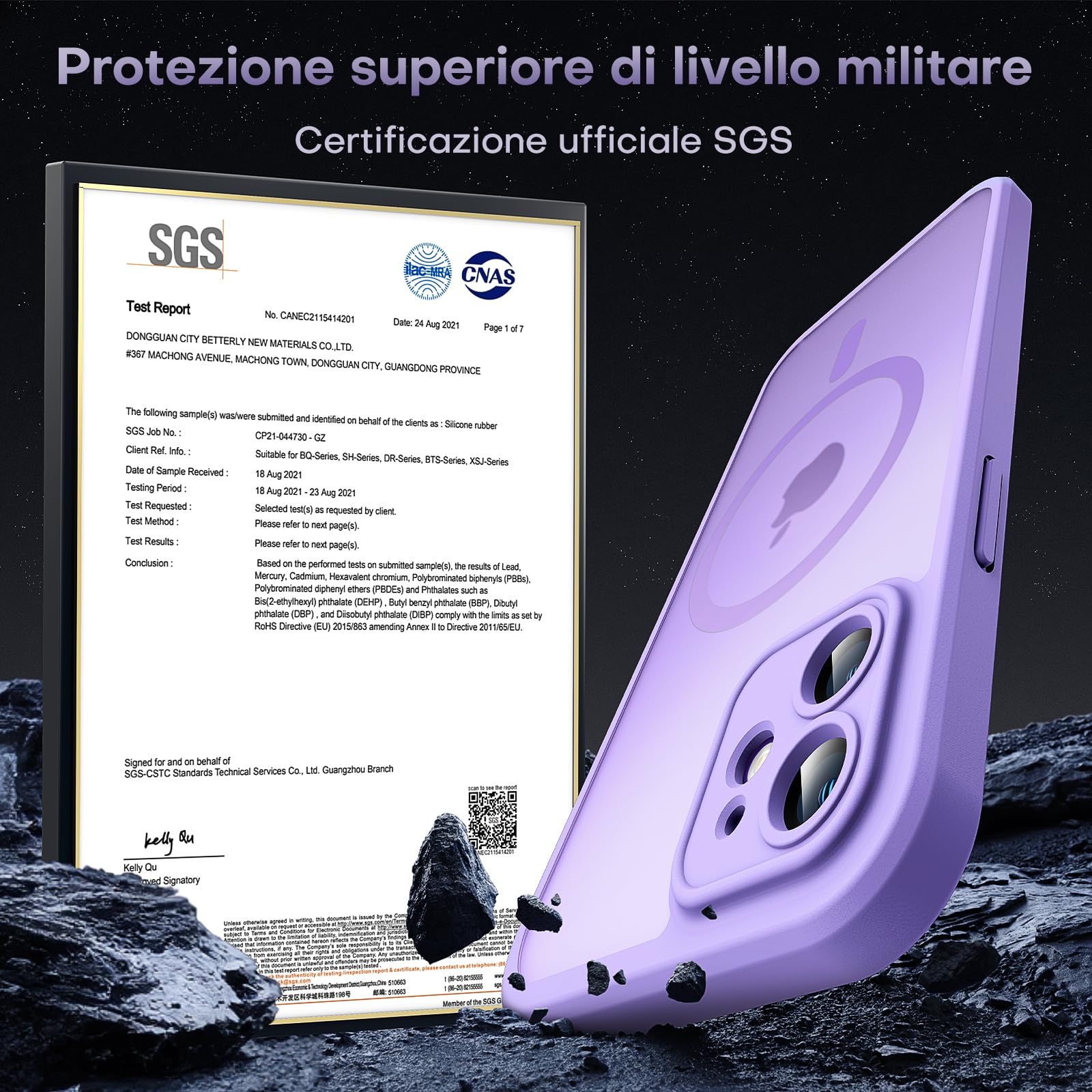 TOCOL Cover Magnetica per iPhone 12 6,1 Pollic, Compatibile con MagSafe, Protezione Fotocamera Integrata, Custodia Antiurto Traslucida Opaca, Viola Chiaro