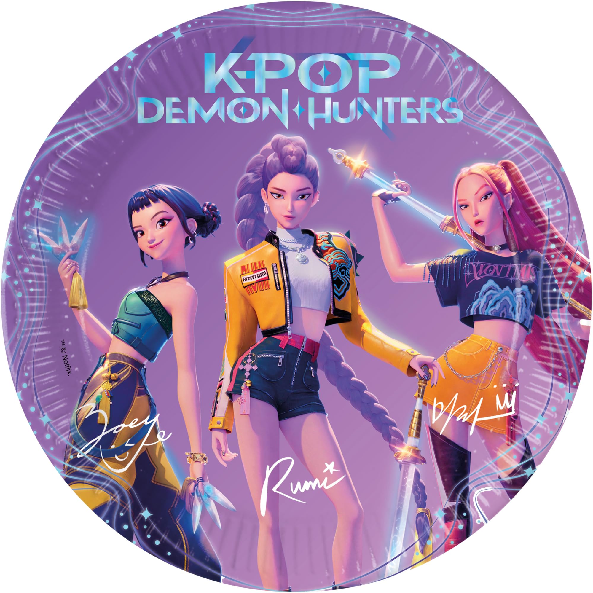 Procos - Decorazione per compleanno KPop Demon Hunters, 52 pezzi, piatti, bicchieri e tovaglioli di carta per feste di compleanno per bambini, articoli per la tavola