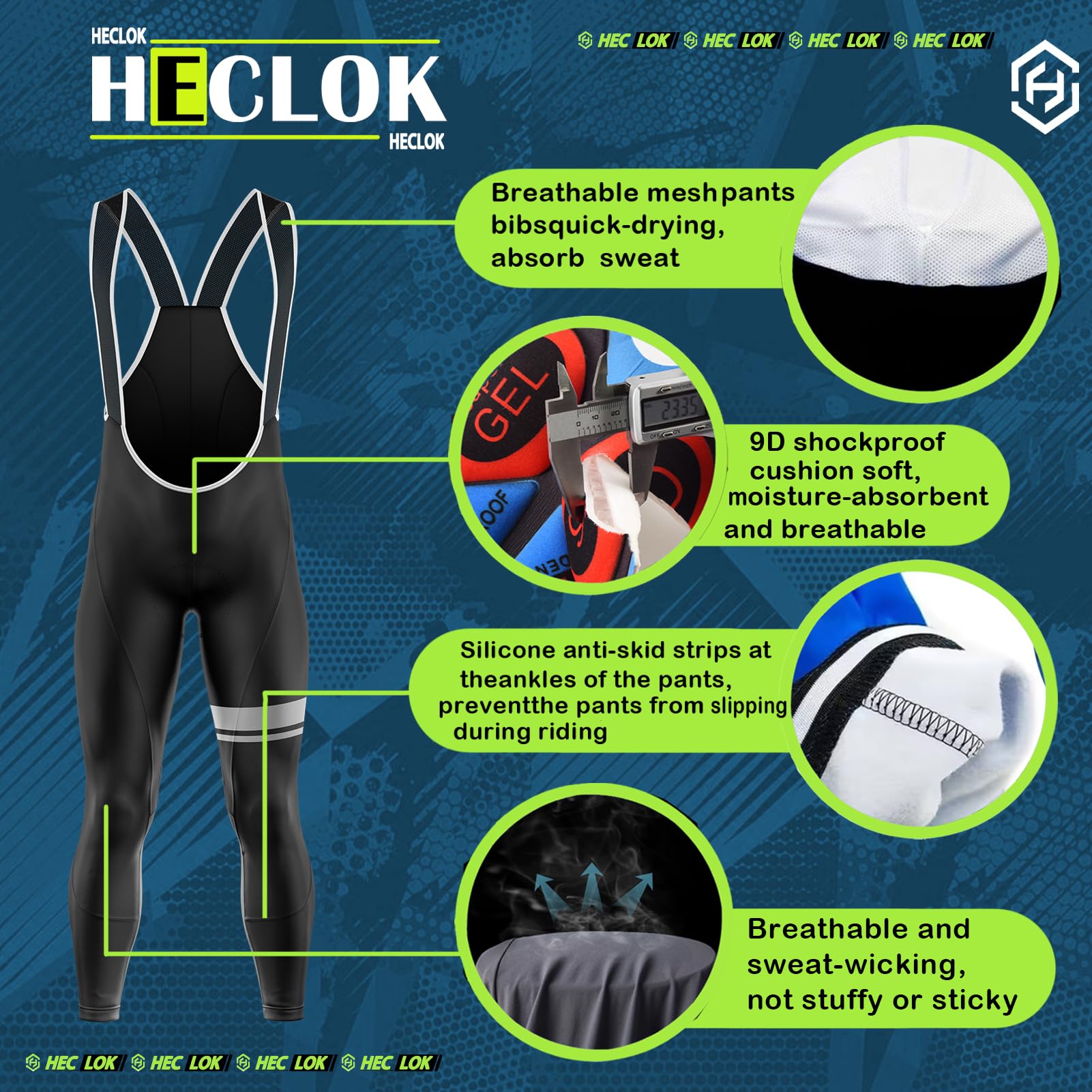 Ropa Ciclismo Otoño/Invierno/Primavera para Hombre Ciclismo Acolchado Maillot MTB de Manga Larga y Culotte Pantalones Acolchado 9D＋Gafas de Ciclismo Guantes