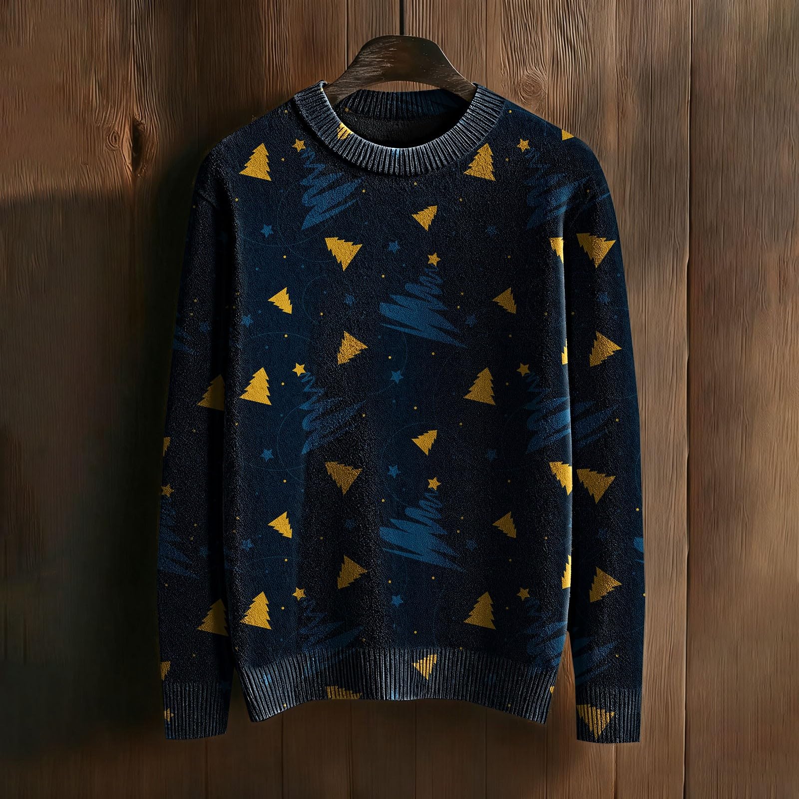 Jersey de Navidad para hombre feo – Jersey de punto para hombre, cuello redondo, manga larga, punto fino, jersey de invierno, tallas grandes, ropa de fiesta de Año Nuevo, parte superior