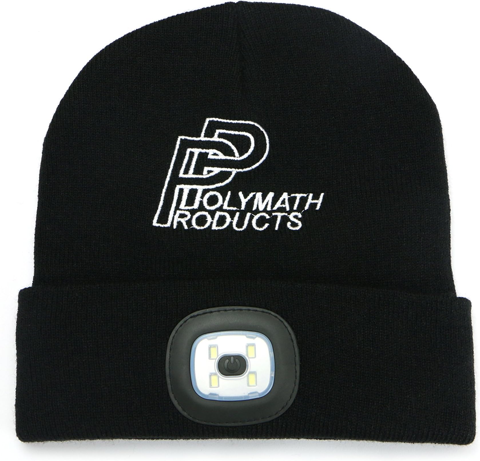 Polymath Products LED Beanie Hat – ‘one Size fits All’, Unisex Design Featuring USB Rechargeable Light with Three Brightness Settings. Black