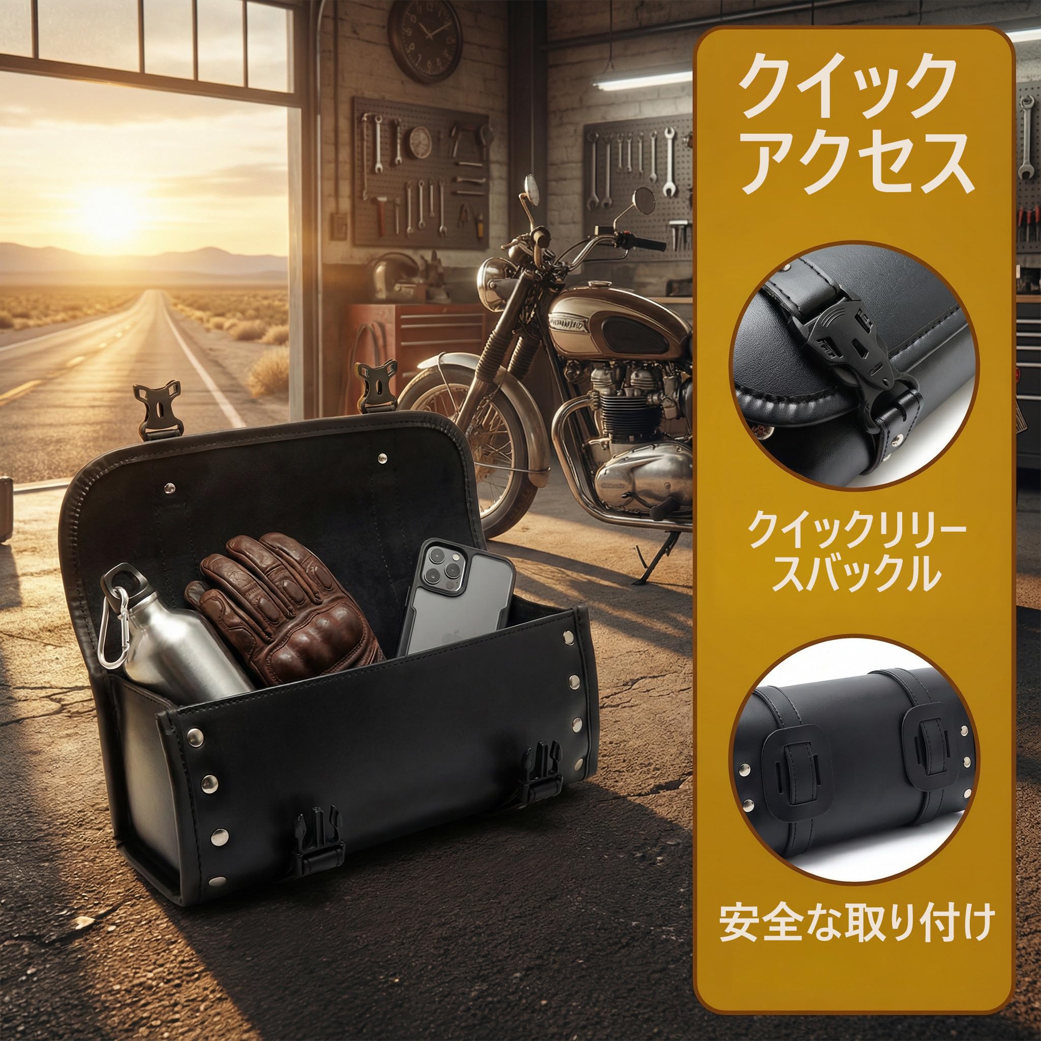 小物入れ SYN Amazon | バイク用 ミニツールバッグ スタッズ付き PUレザー製 小物