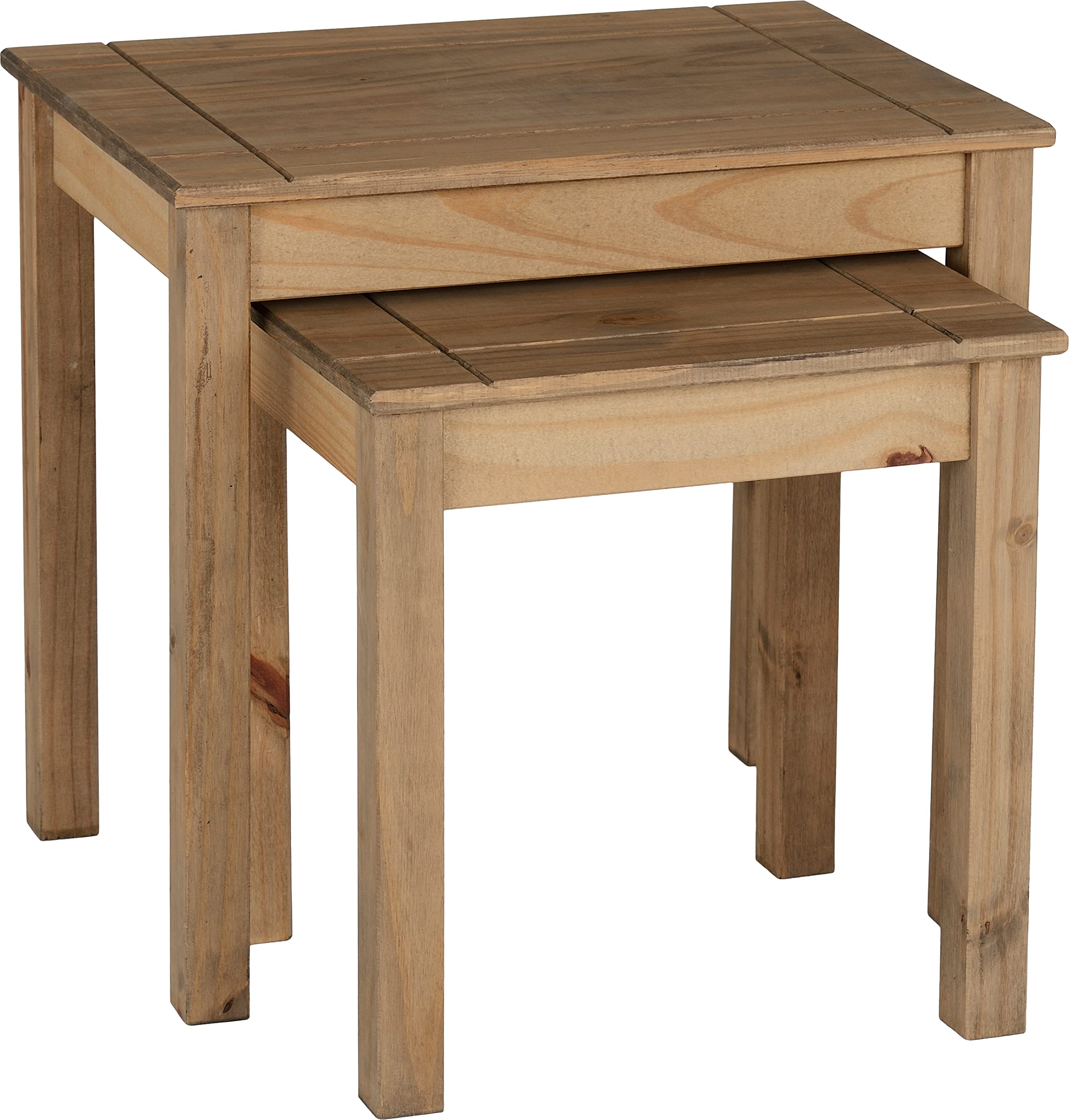 Seconique Panama Nest of 2 Tables - Pine Wood - Natural Wax Finish - Brown