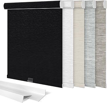 Blackout Roller Shades for Windows,Cordless Roller Blinds,Thermal Insulated Fabric UV Protection Window Shades Pull Down for Home,Door,Office,Bedroom,Black,72" W x 72" H