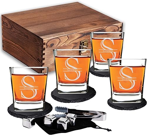 Miniatura 7 de Vasos de whisky personalizados para hombres, caja escocés de alta calidad, regalo grabado para marido, papá, novio, regalos de bar personalizados