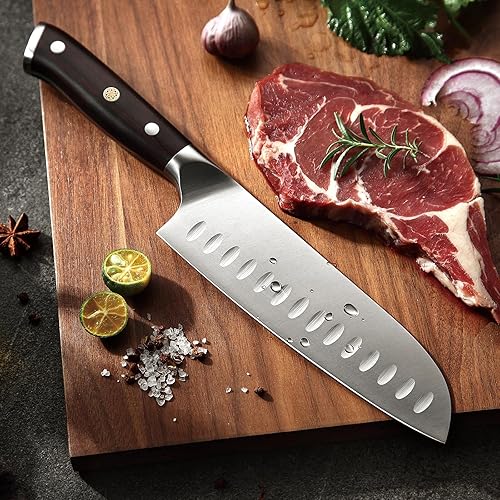 Miniatura 5 de Cuttana Cuchillo de chef Santoku Legacy ultra preciso con caja de regalo, 7 pulgadas, acero inoxidable alemán, accesorio de cocina de élite, diseño