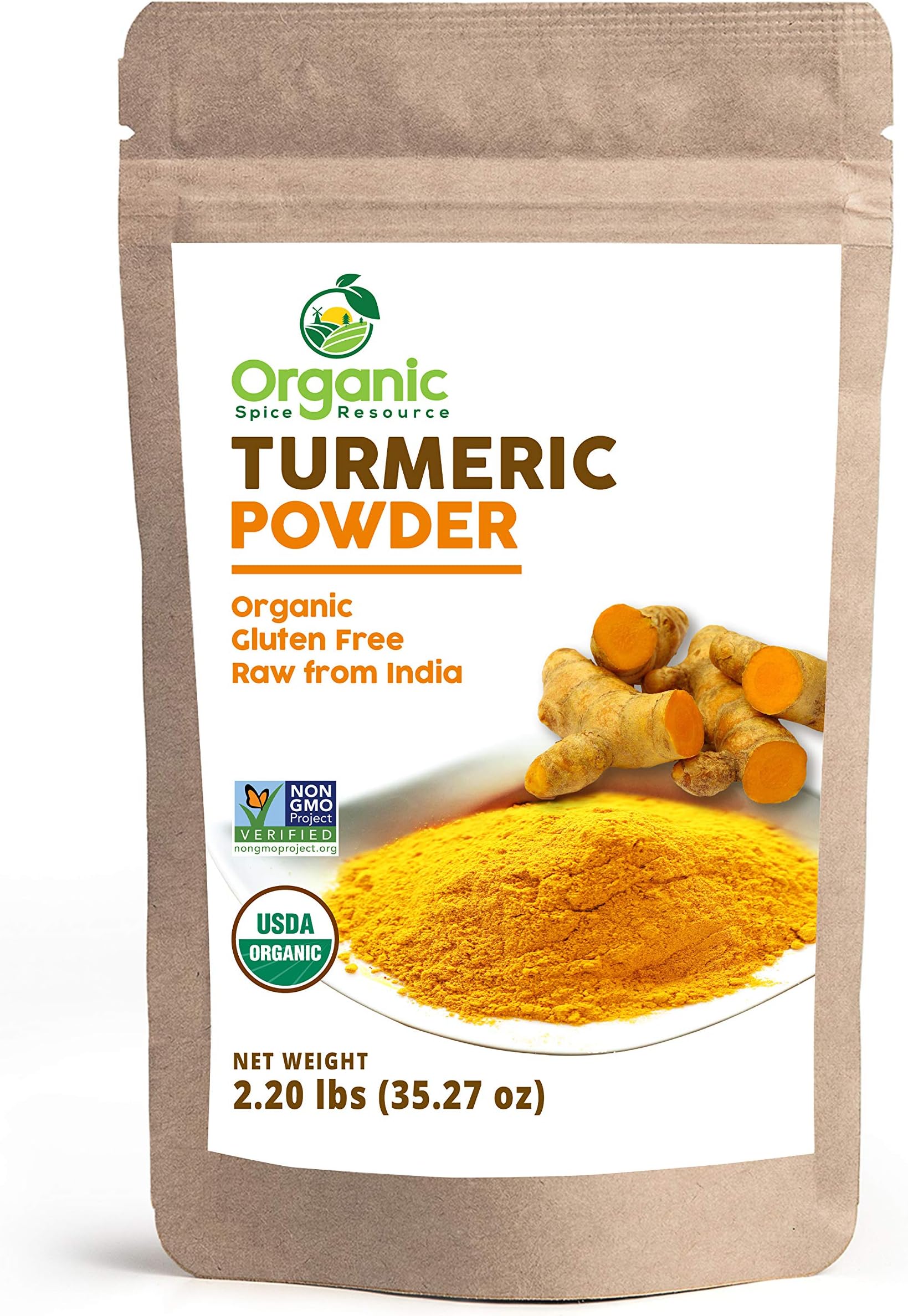 Organic Turmeric Powder w/Curcumin | 35.27 Ounce / 2.2 LBS | USDA Organics and Non-GMO | Lab Tested for Heavy Metal and Purity | 100% Raw and Natural by OSR
