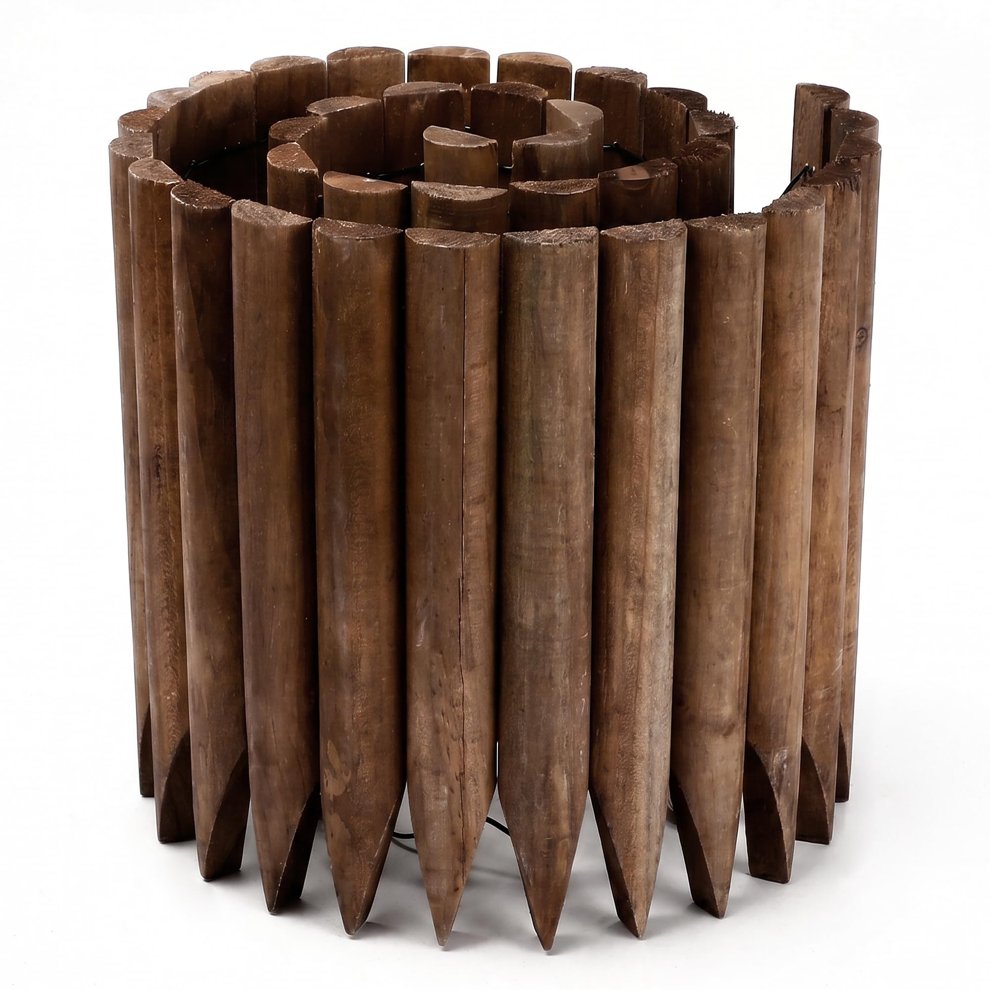 Recinzione in legno per esterni, giardino, prato, paesaggio, flessibile, finitura in legno bruciato, lunghezza 120 cm x altezza 30 cm, marrone scuro