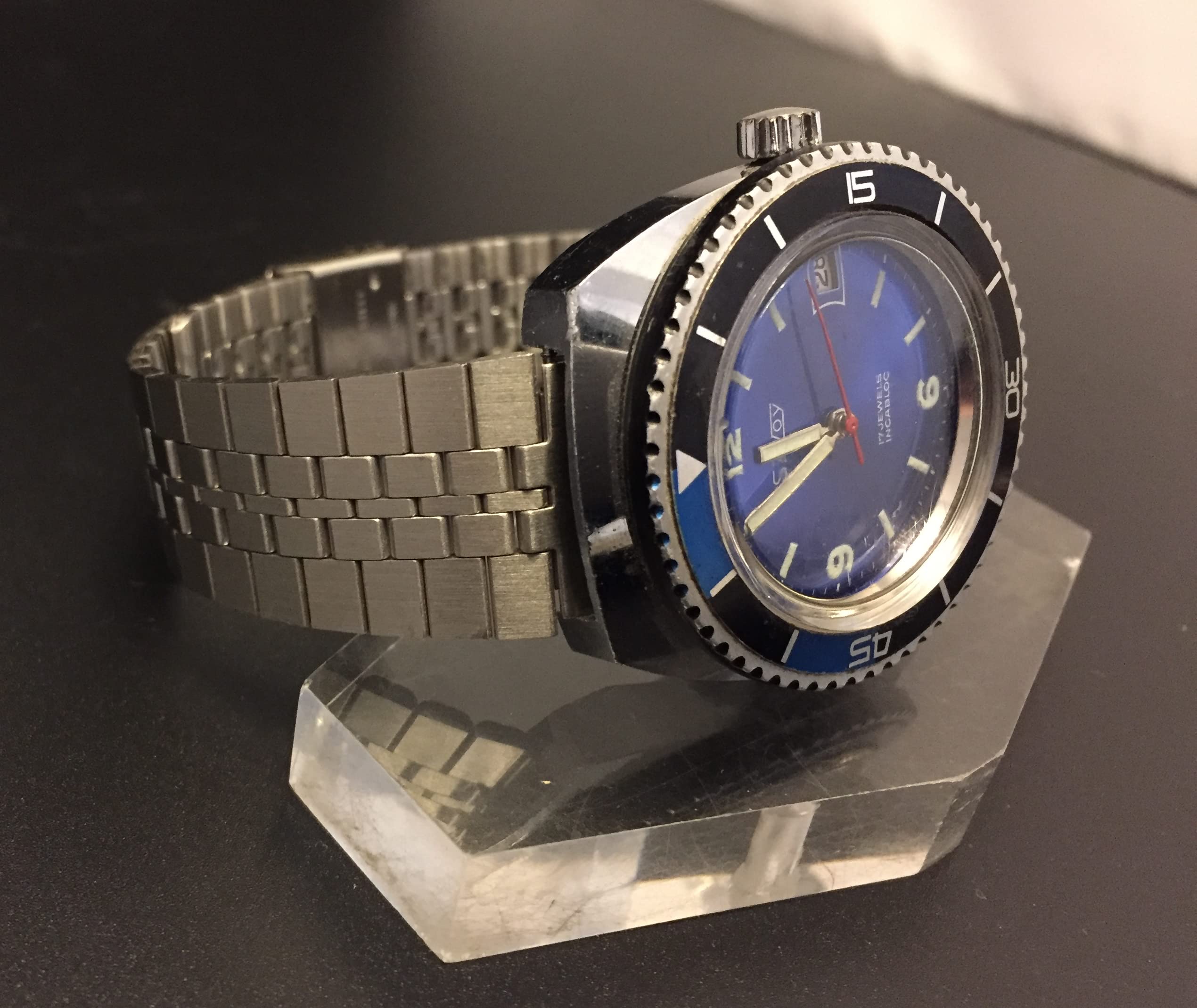 Bracelet Montre en Acier Inoxydable 18mm pour Homme Compatible avec Omega Tag Heuer New Old Stock 1960 1970 Armis Original Vintage Métallique Design Flat Link Terminal Droit Universel