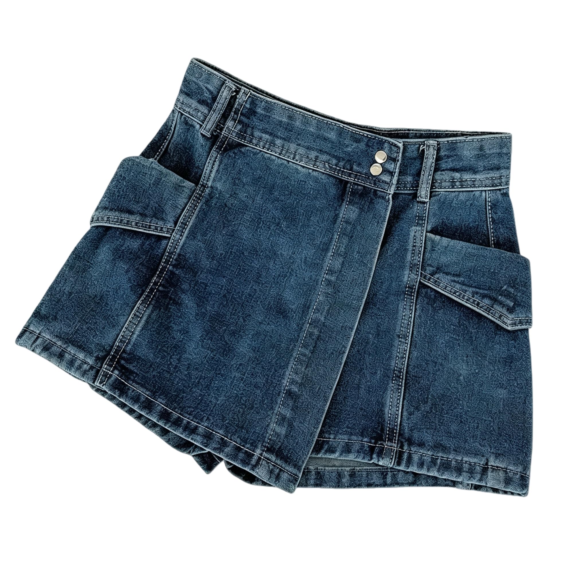 Shorts Jeans Donna Estate Alta Vita Denim Donne Sciolto Casual A Forma di Gonna Irregolare Moda Stile Strada Alta-Dark Blue-s