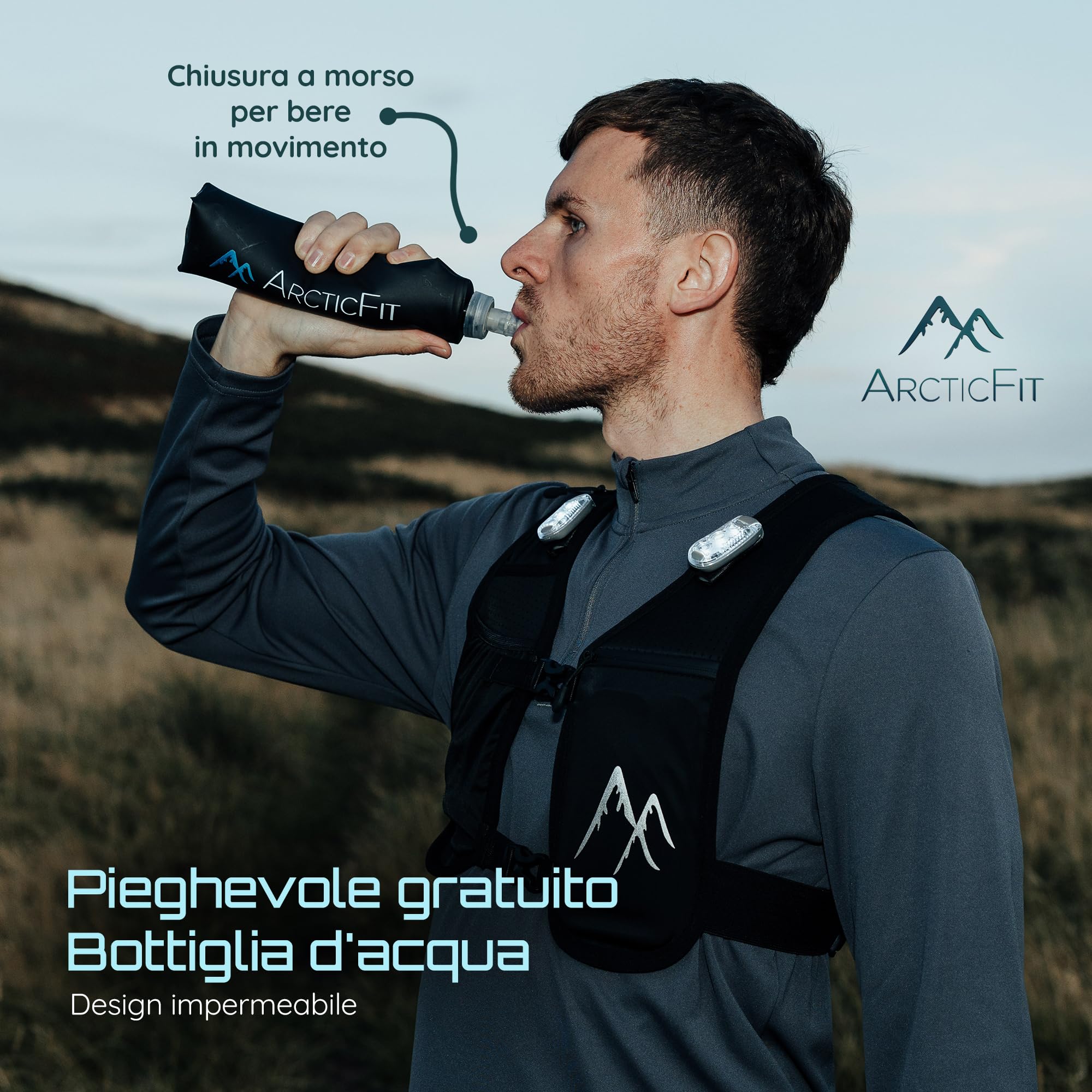 ArcticFit LED Running Vest - Adjustable Unisex Reflective Vest with Phone Holder and Storage - Lightweight and Durable Running Backpack Alternative - Hydration Vest