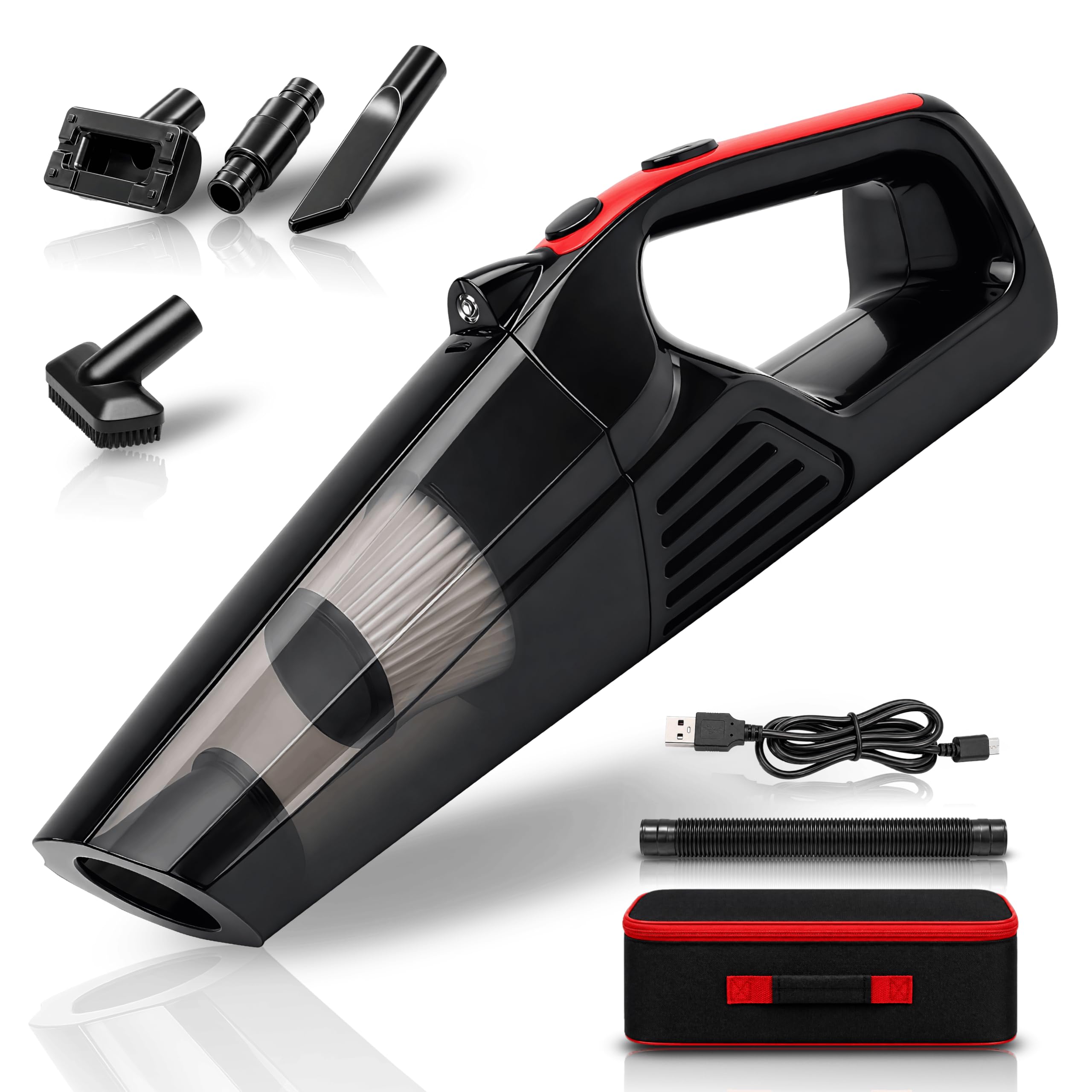 Tomahawk® TCV-126 Cordless Handheld Vacuum Cleaner, 120W 7.4V Rechargeable Car Vacuum, 5000KPA Suction, Wet & Dry Portable Vacuum for Home & Car, 0.35L Dust Cup, HEPA Filter, Lightweight for Pet Hair-image-42