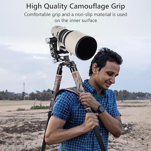 Miniatura 5 de Trípode de fibra de carbono resistente con funda de camuflaje ARTCISE AS90CG con cuenco de 2.953 in y adaptador, 10 capas de fibra de carbono de