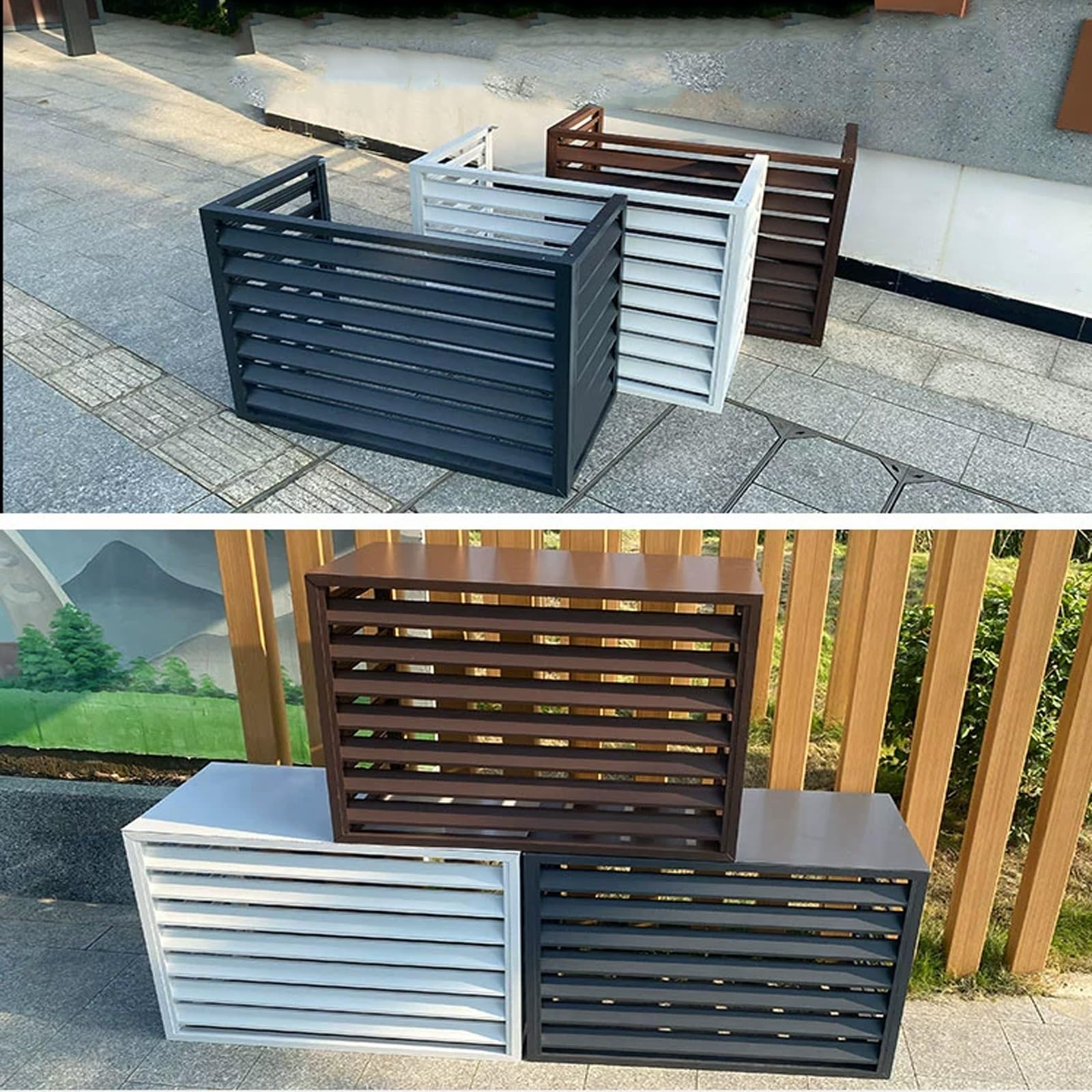 エアコン 室外機日除け、盗難防止 室外機カバー 大型 限定カラー ブラック エアコン 風向き ワイド