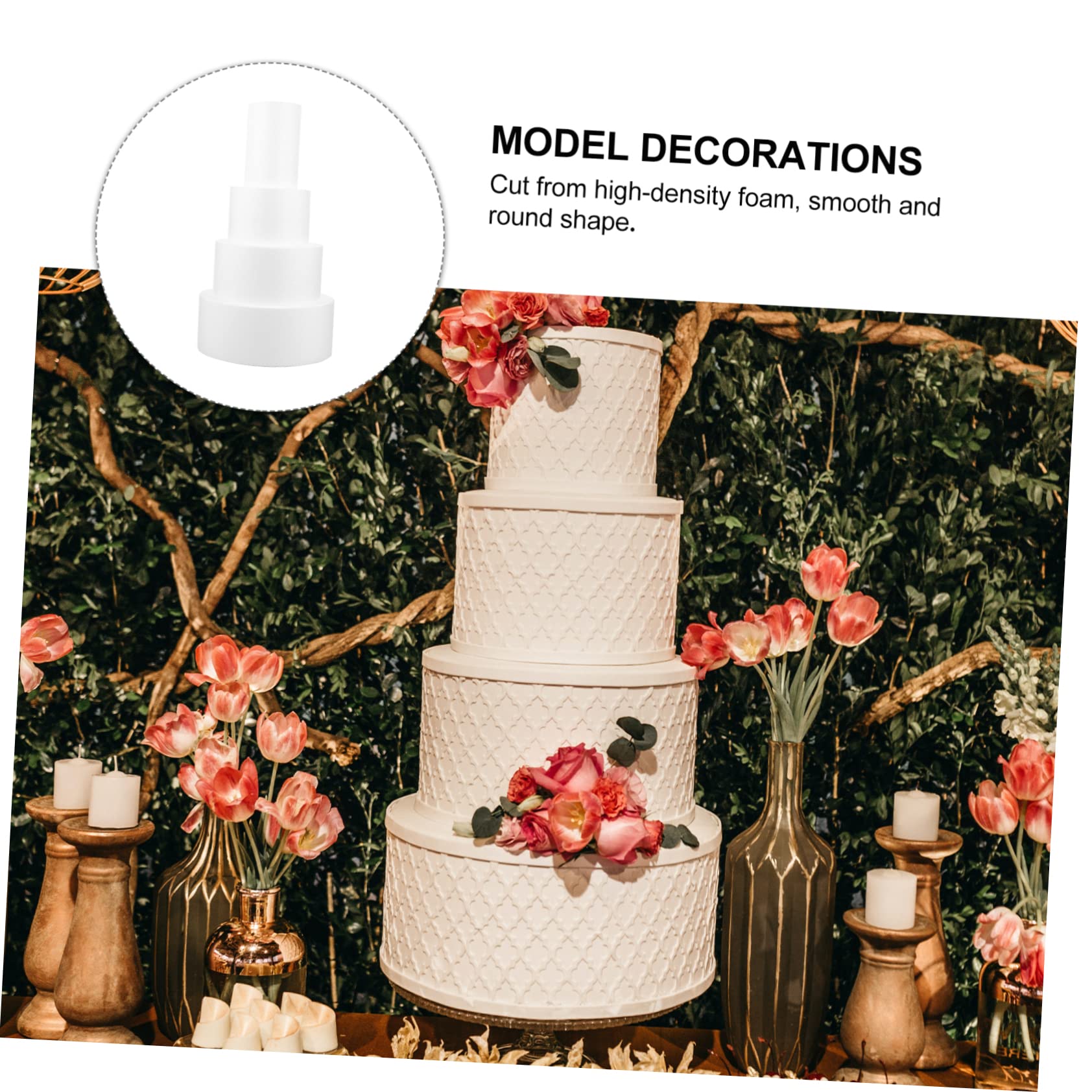 SEWACC Kit de 4 Modèles de Gâteaux en Mousse Blanche DIY, Accessoires Créatifs en Bipeltate pour Décorations et Supports Photo, pour Cours d'art Garçon et Filles