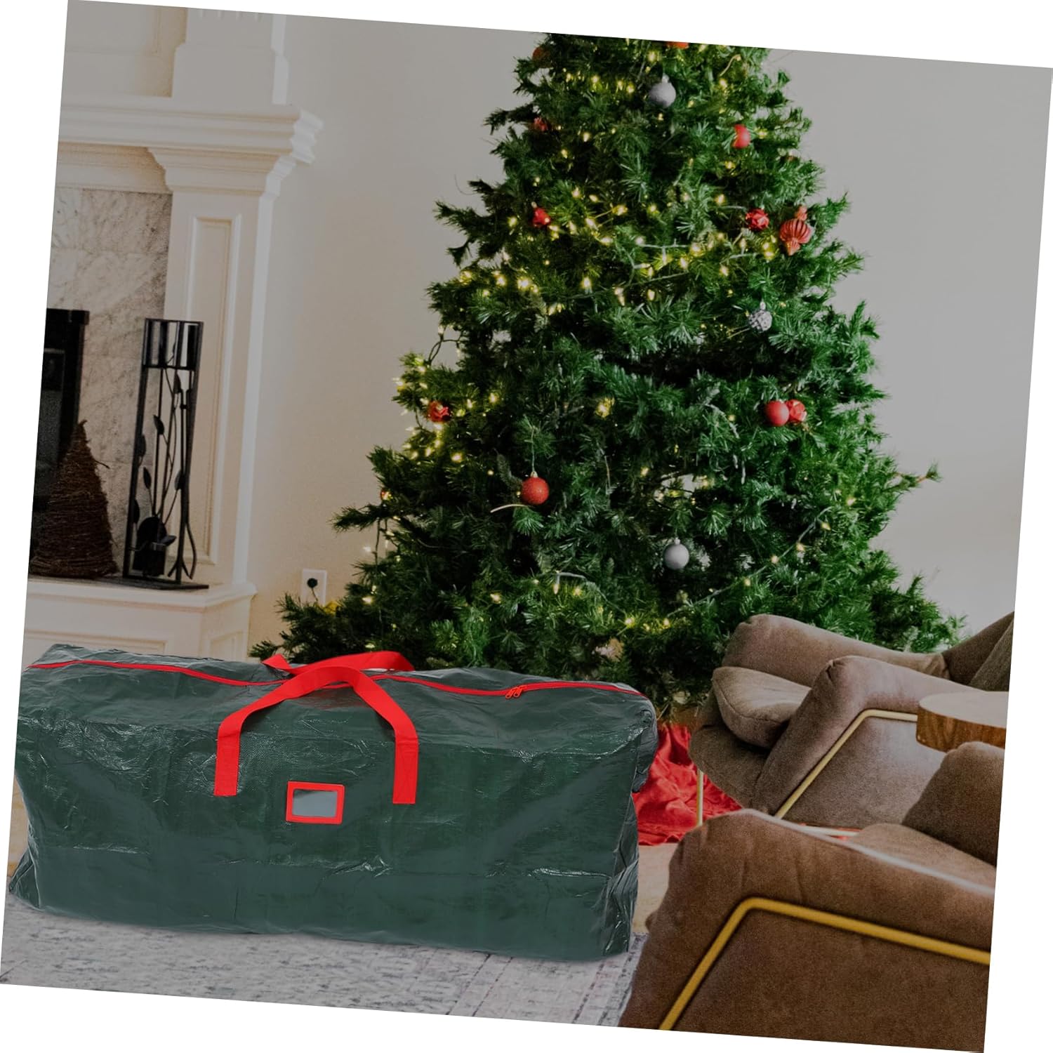 Cabilock Xmas Tree Storage Bag Home Storage Pouch with Zipper Closure Foldable Dustproof Organizer for Outdoor Furniture and Holiday Decor