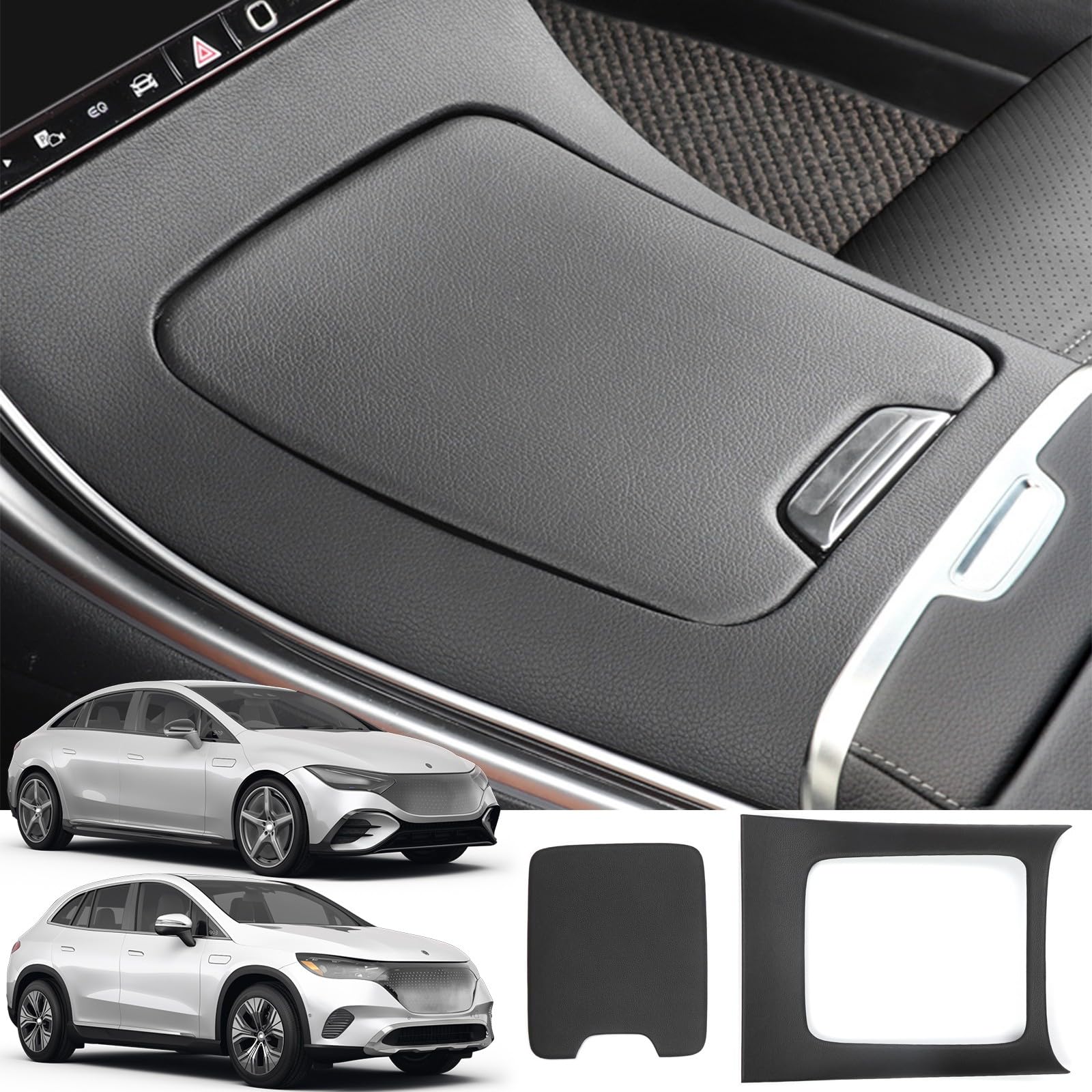 Osłona konsoli środkowej, skóra flokowana, naklejka na konsolę, zestaw do dekoracji wnętrz Mercedes Benz klasy EQE 350+ 350 500 2022 2023 2024 akcesoria wewnętrzne (skóra)