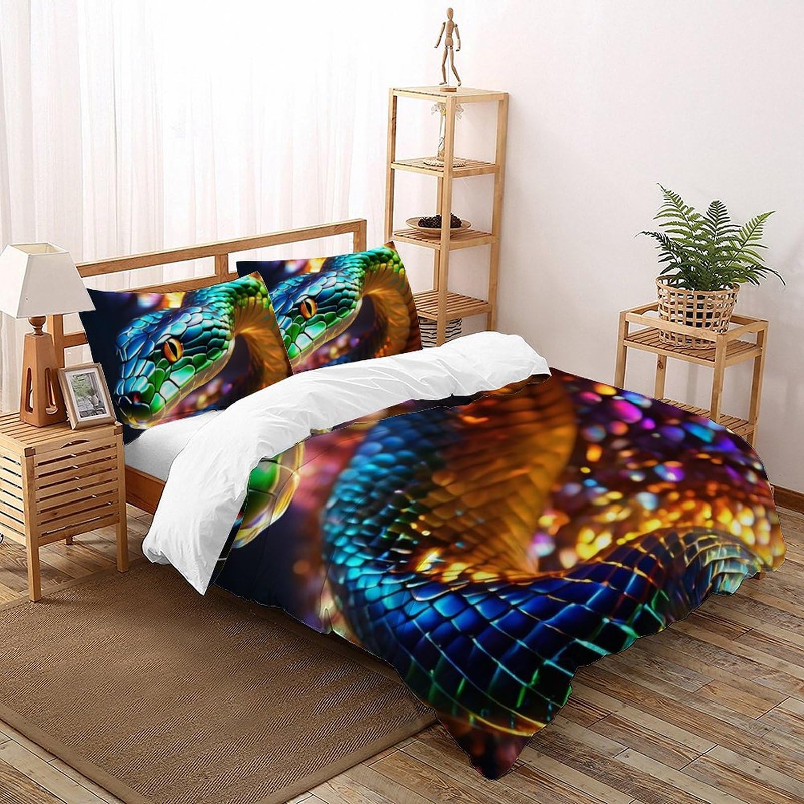 Duvet Coton Set De Trois Pièces Serpent Lumineux Super King 260x220cm