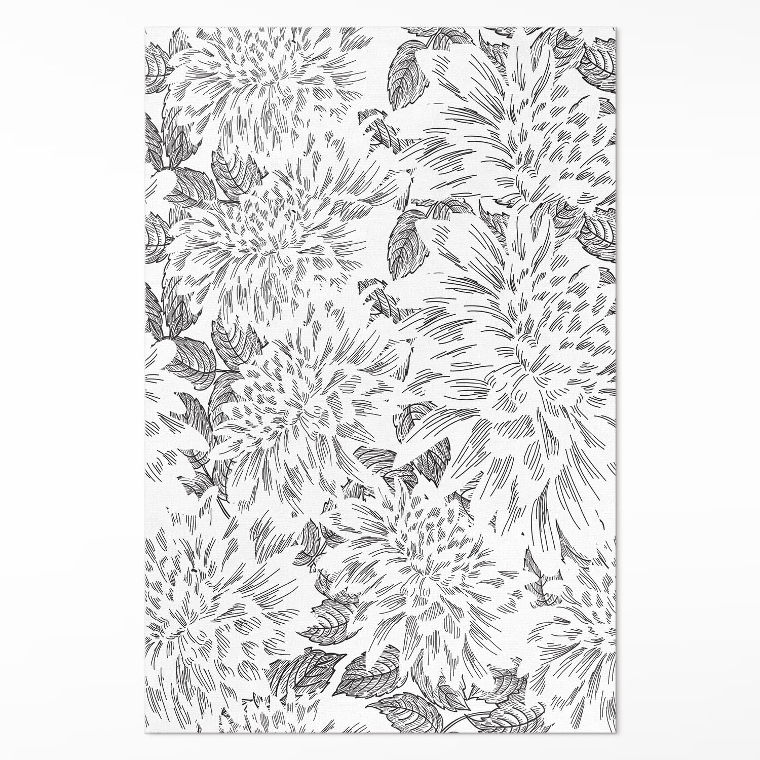Tapis de sol vinyle 80x120 cm à motif croquis de fleurs pour decoration cuisine