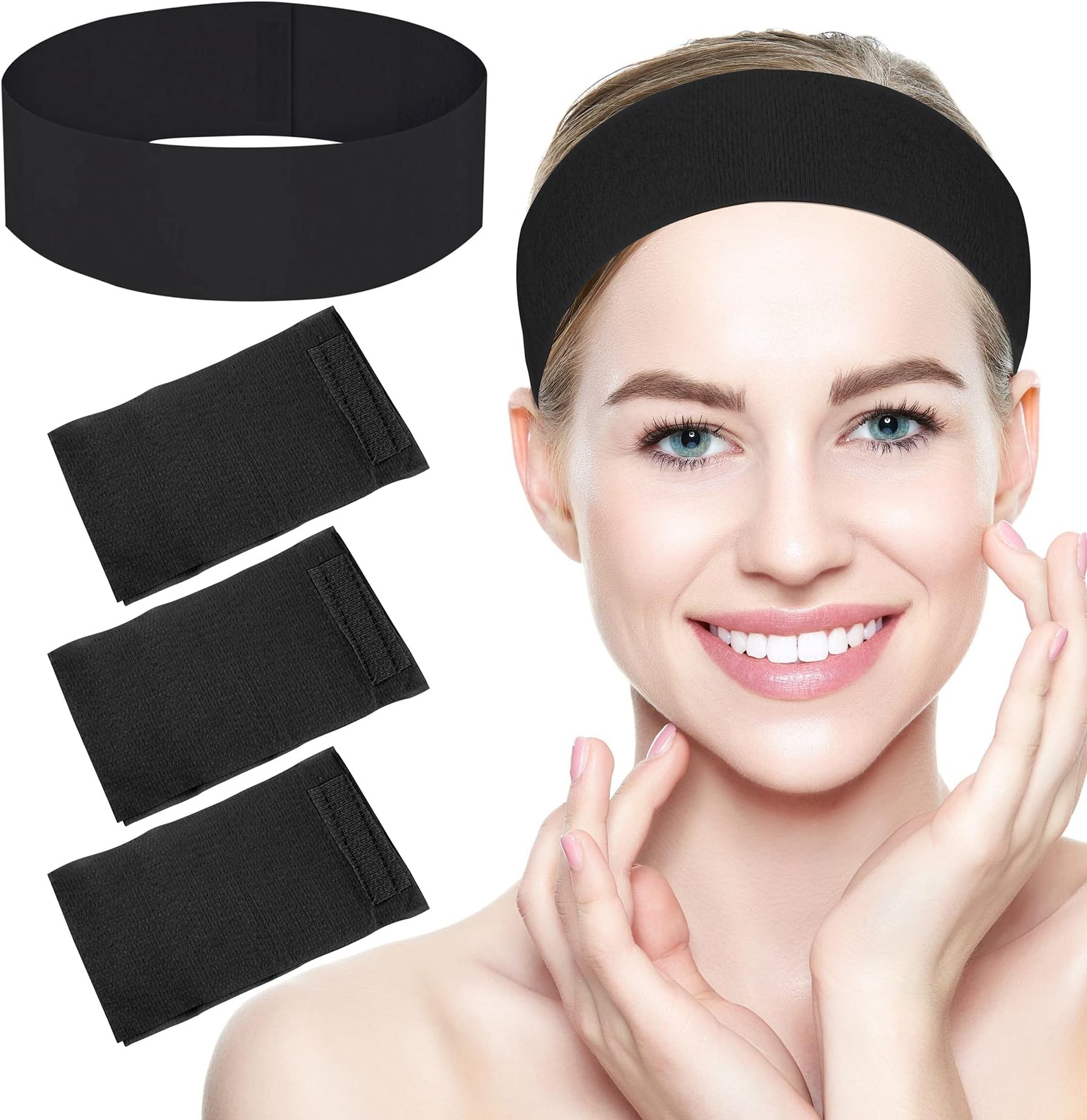 Framendino, 200 Pack Black Disposable SPA Headband Non