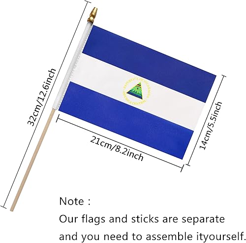 Miniatura 2 de TSMD Mini banderas de mano de Nicaragua, 5 x 8 pulgadas, paquete de 12 unidades