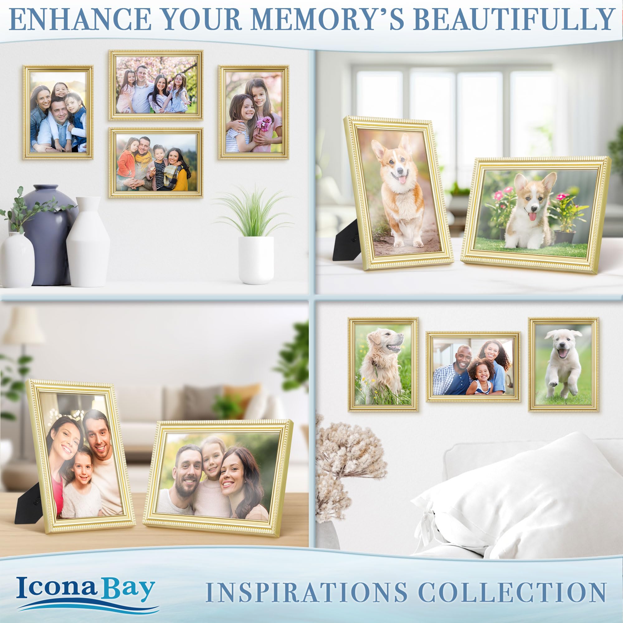 Cornice Icona Bay 8x10 Bianca – Set Splendidamente Dettagliato, Da Parete O Da Tavolo, Collezione Inspirations