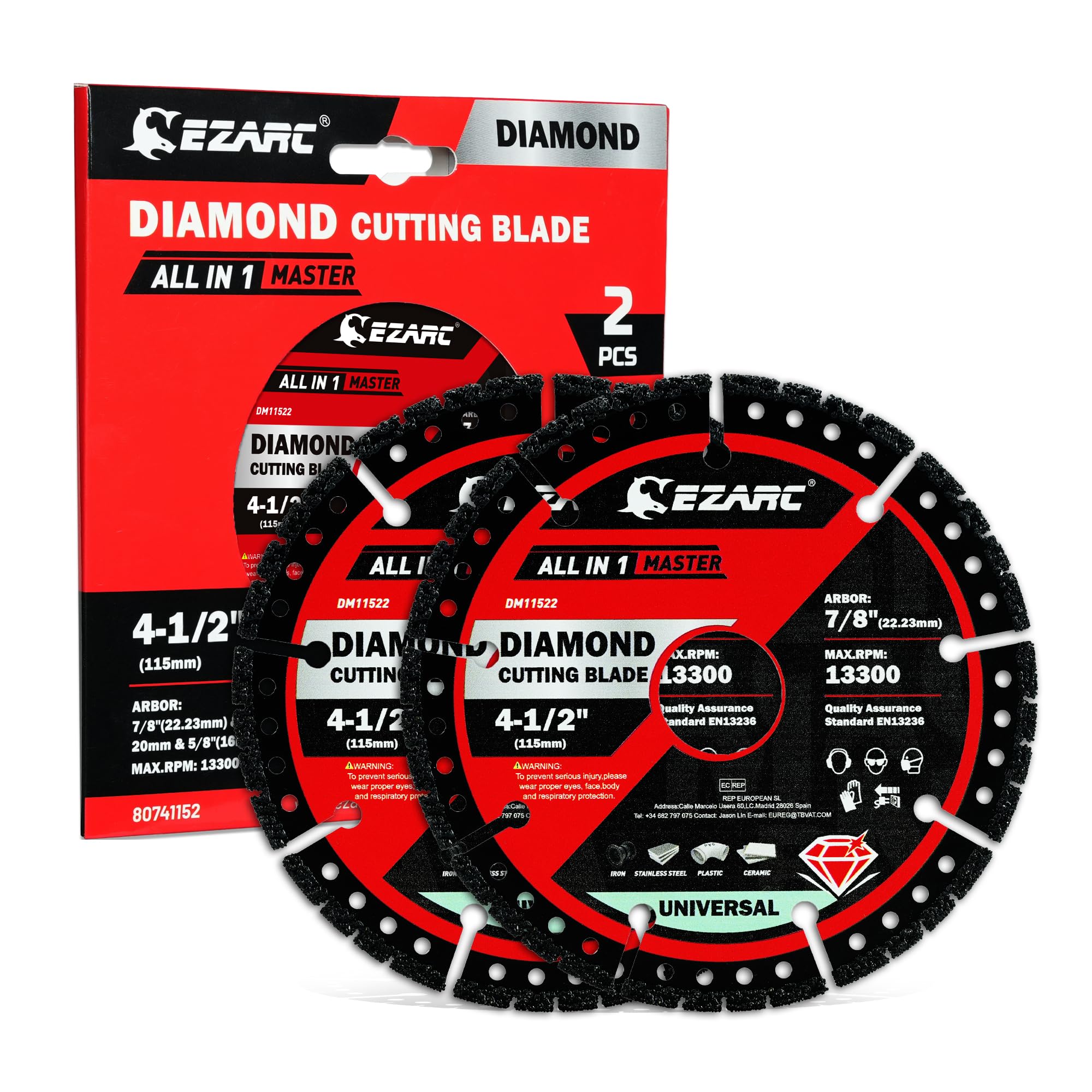 EZARC Lot de 2 lames de scie diamant multi-usages 11,4 cm pour métal