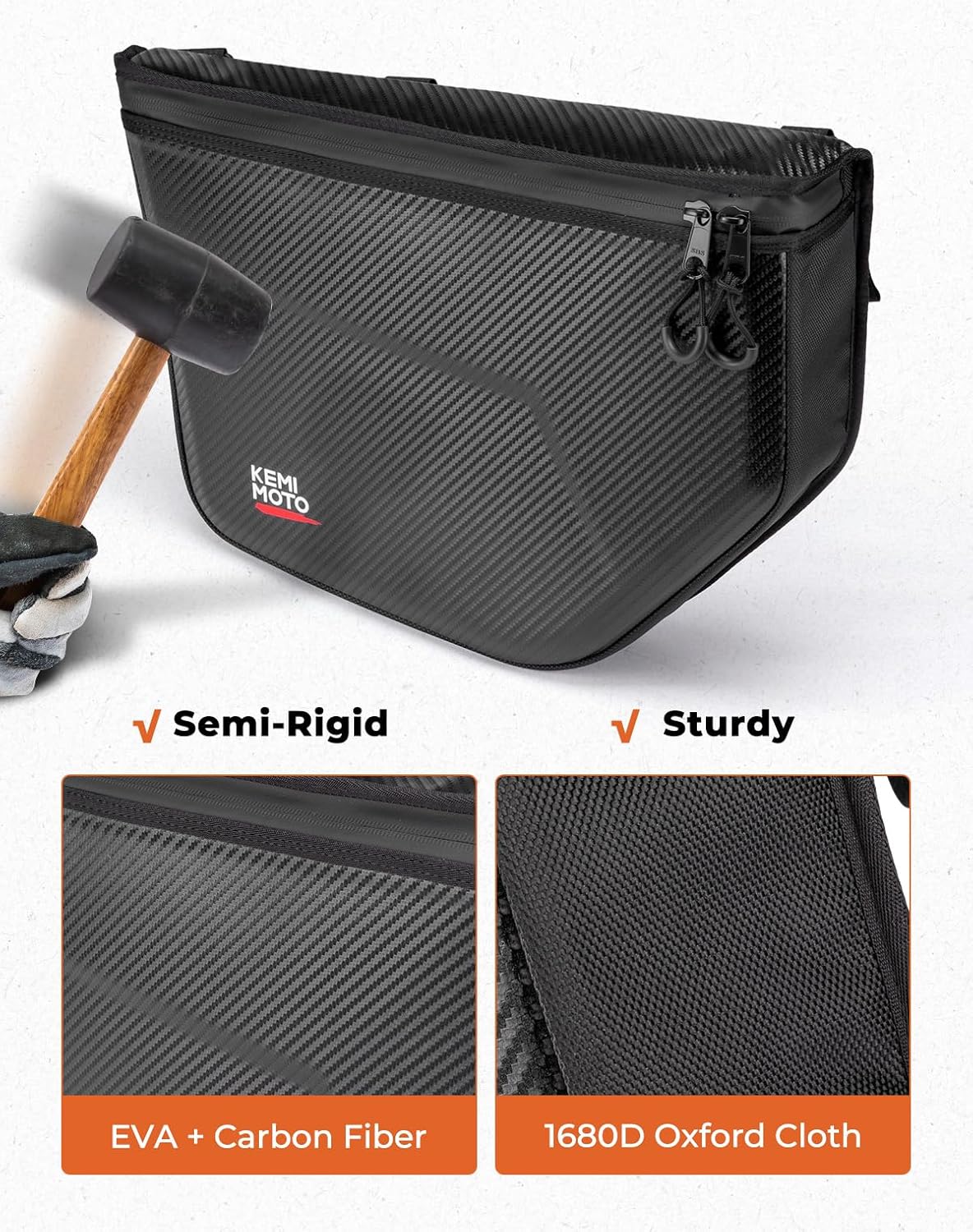 KEMIMOTO X3 Door Bag with Center Shoulder Console Bag, Semi-Rigid 5.8L Water-Resistant EVA 1680D Oxford Cloth Storage, compatible with Can-Am Maverick X3 and MAX models 2017-2025