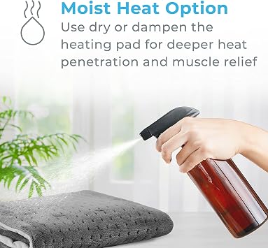 Pure Enrichment PureRelief XL Heating Pad - 12 x 24 Electric Heating Pad for Back Pain & Cramps, 6 Heat Settings, Soft Machine Wash Fabric, Auto-Off & Moist Heat (Charcoal Gray)