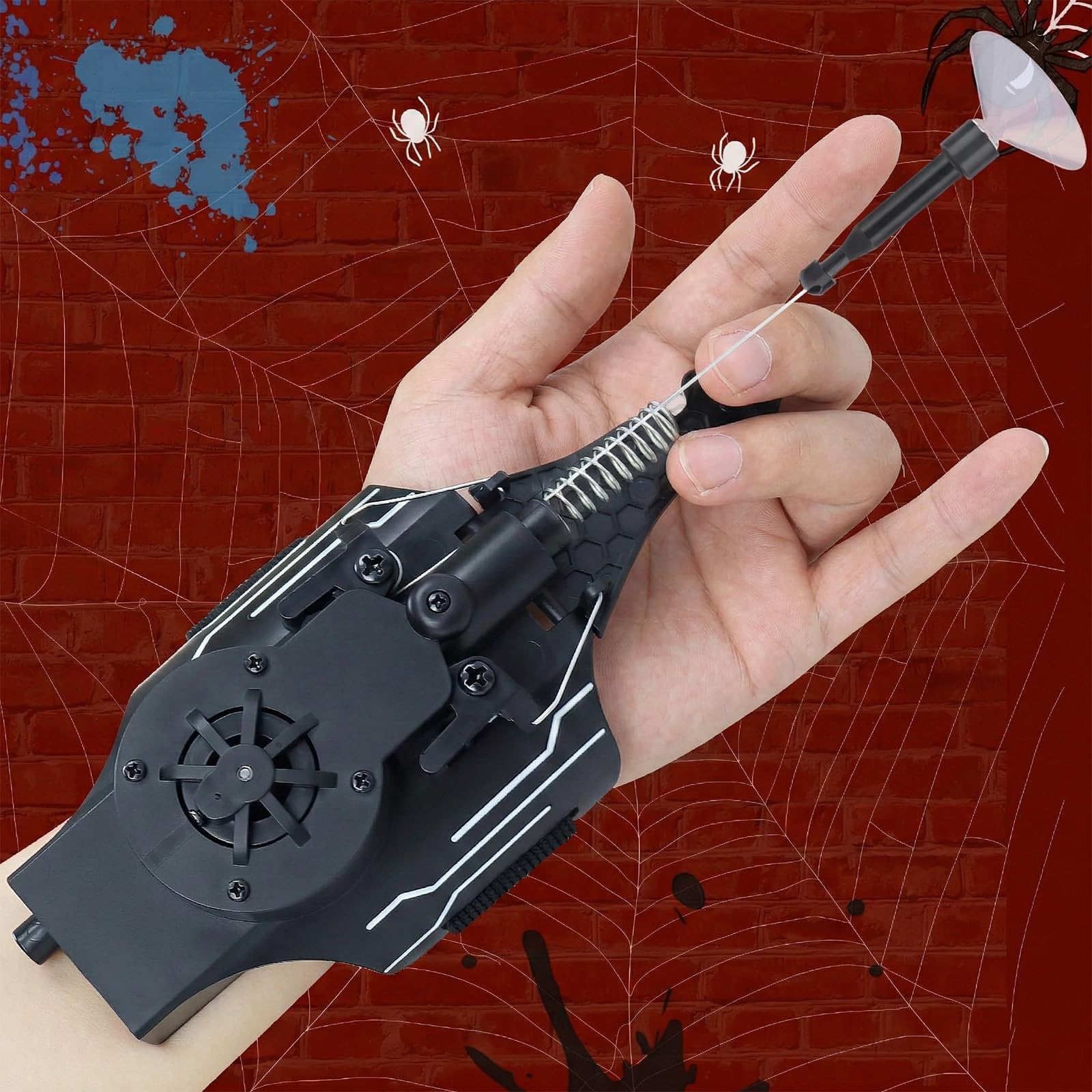 Spider Web Shooters, Web Launcher with Gloves, Realistic Web-Slinging Action Safe and Fun Superhero Toy for Men and Kids - Black
