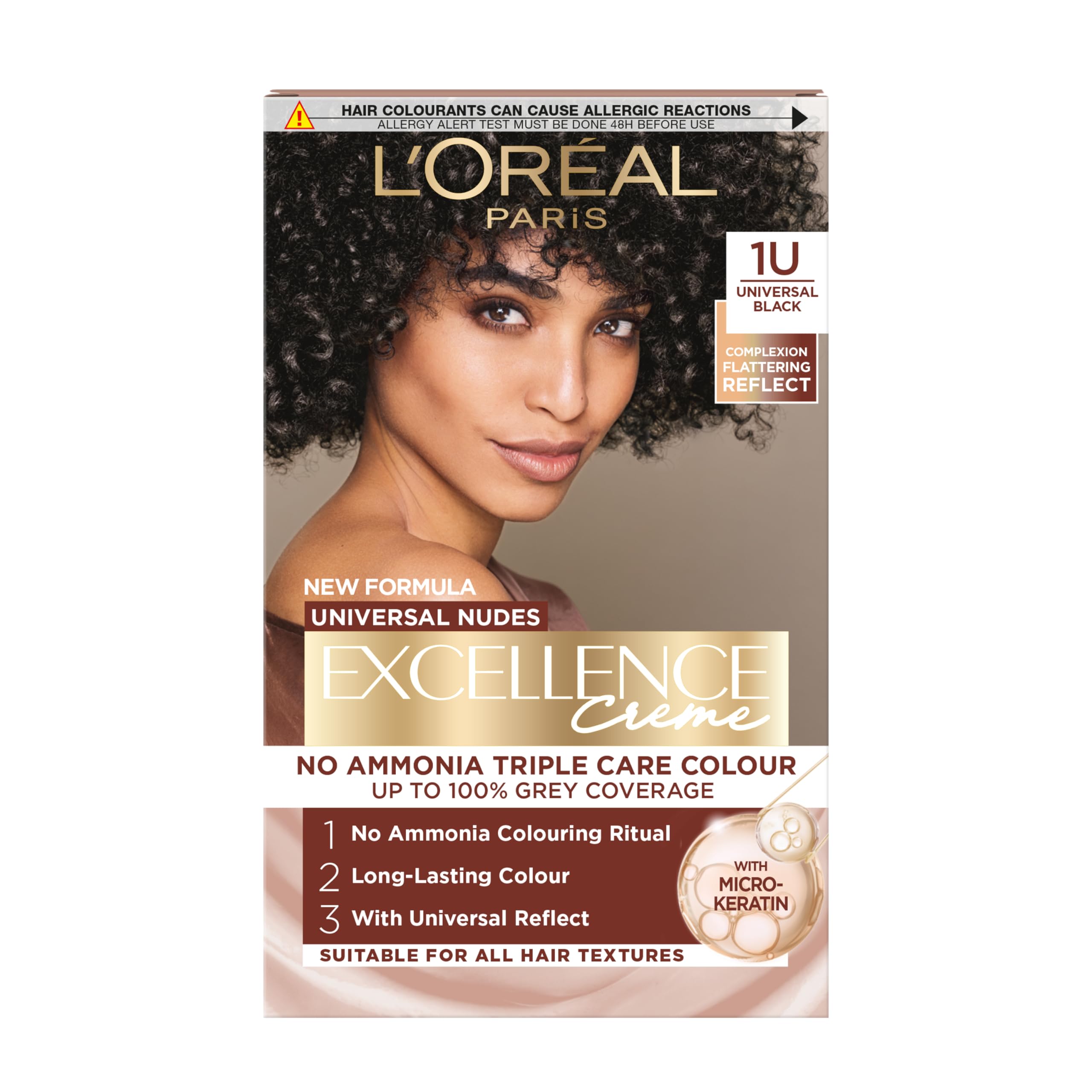 LâOrã©Al Paris Black,Grey L'orã©Al Paris Ammonia Free Permanent Hair Dye, 1U Universal Black, Complexion Flattering Reflects, Up To 100% Grey Coverage Hair Colour, All Hair