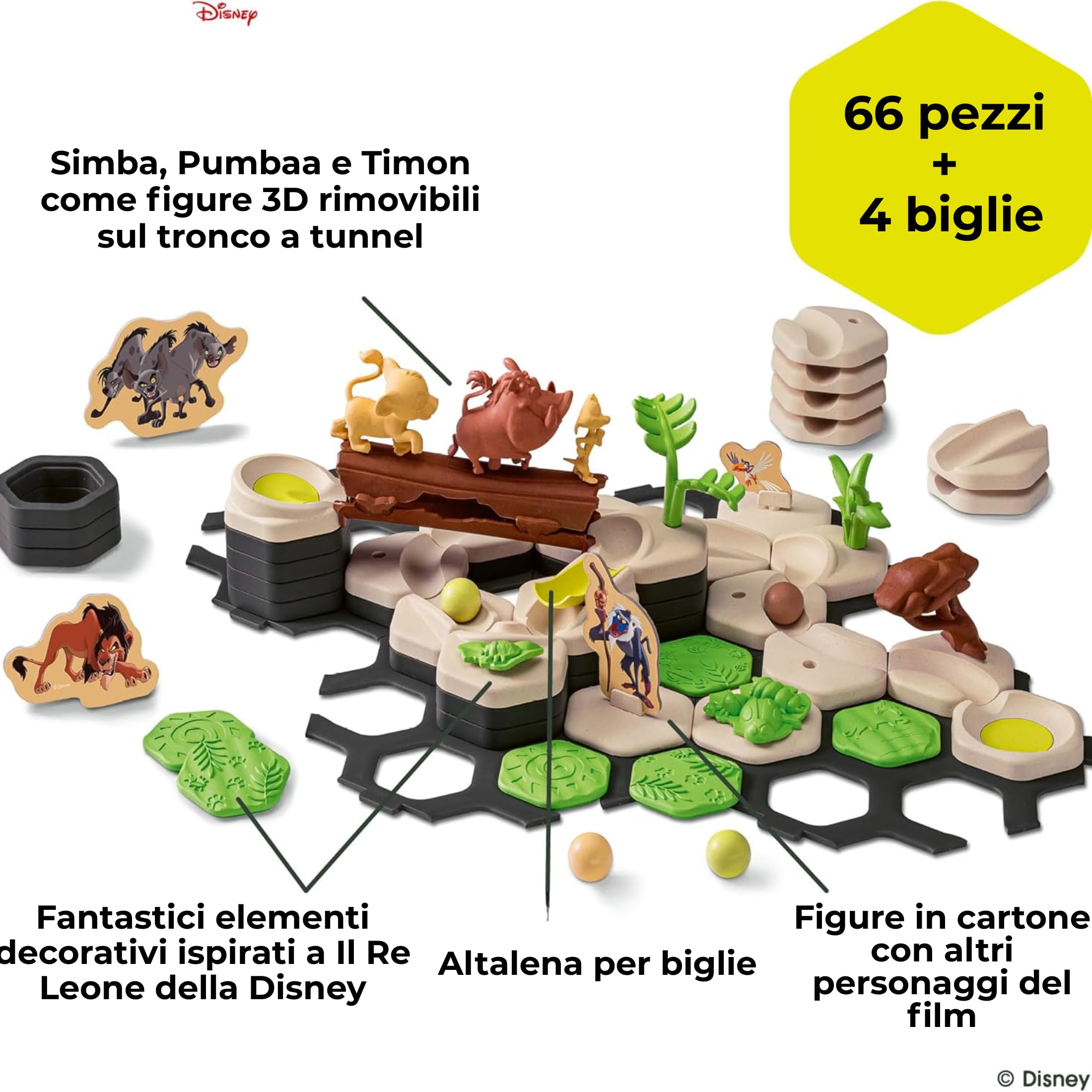 Ravensburger - GraviTrax Junior Il Re Leone Starter-Set, Pista biglie 71 pezzi, Rompicapo bambini, Giochi bambini 3 anni e più, Gioco Interattivo ed Educativo STEM, Compatibile con tutti i GraviTrax