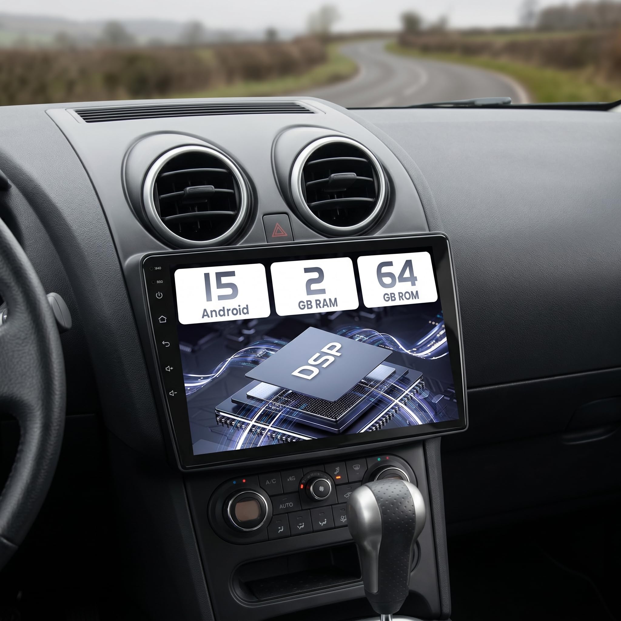Hikity 2+64G Android 15 Autoradio per Nissan Qashqai J10 2006-2016, 9 Pollici 2.5D Touch Screen Radio con Carplay Android Auto Telecamera Bluetooth Navi WiFi FM RDS EQ Mirror Link