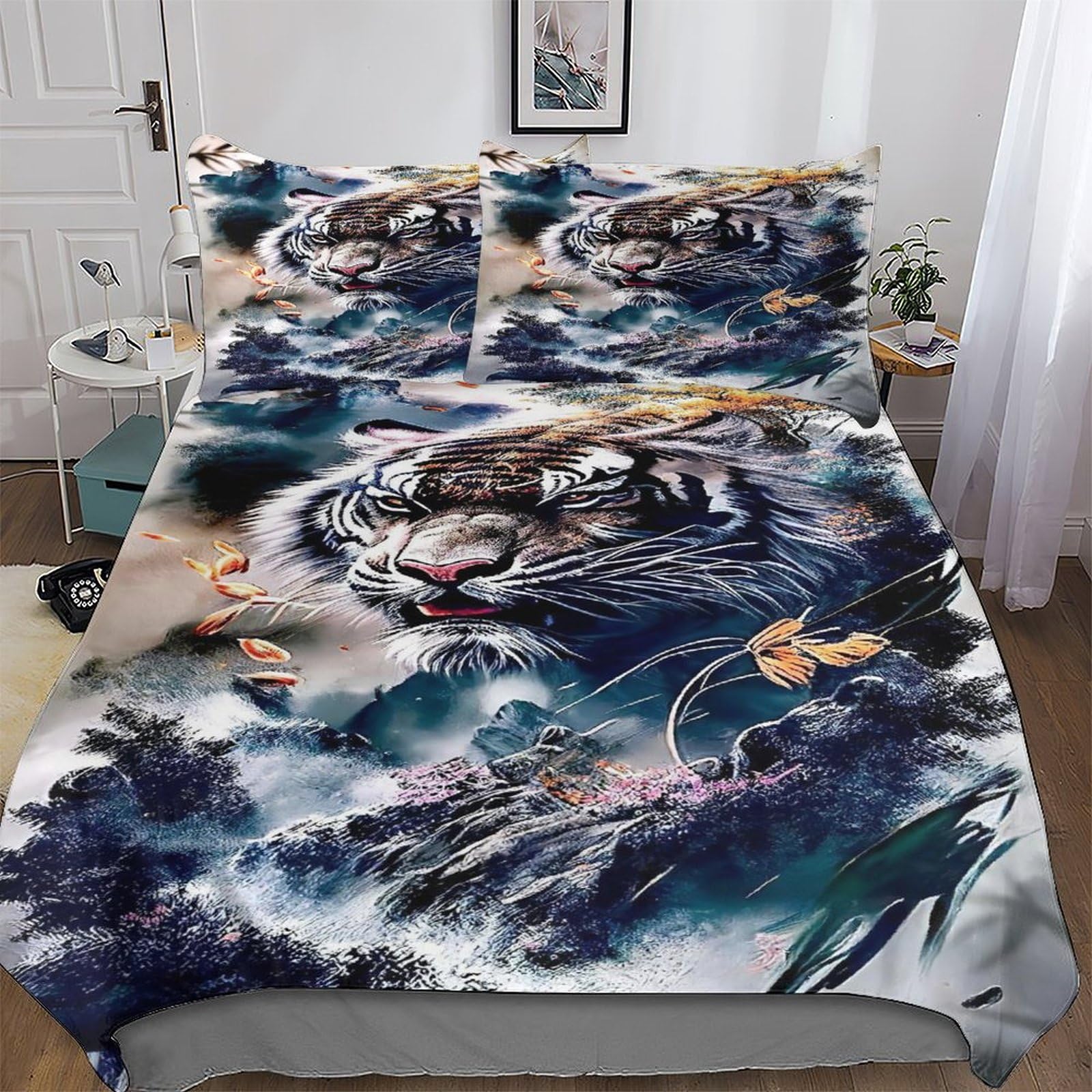Housse de couette tigre King en microfibre de qualité supérieure