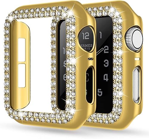 adepoy - Carcasa para Apple Watch con protector de pantalla y cristales brillantes, protección completa para iWatch Series 654321 SE