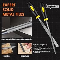 Vista 3 de Juego de 6 limas de aguja de metal - Juego de limas endurecidas de aleación de acero que incluyen lima plana, lima de protección, lima cuadrada