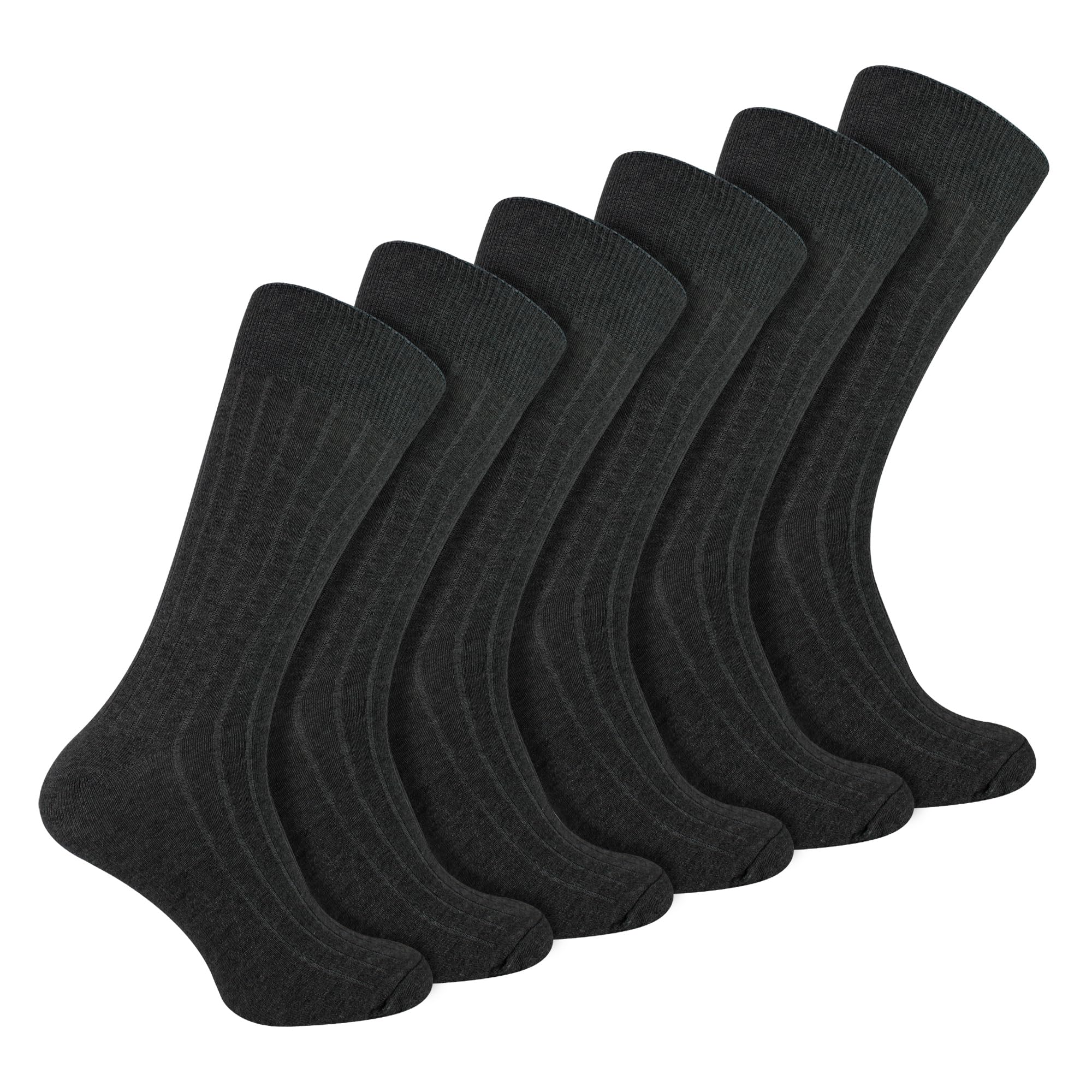 Sock Snob Men's Charcoal 6 Pairs Multipack Ribbed Dress Socks | | Breathable Crew Cotton Socks (6-11, )