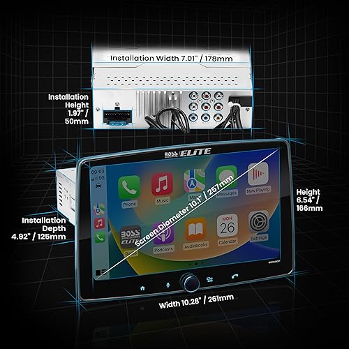 Miniatura 5 de BOSS Audio Systems Elite BE10ACP - Estéreo de auto desmontable de 10.1 pulgadas con pantalla táctil para Apple CarPlay y unidad principal Android