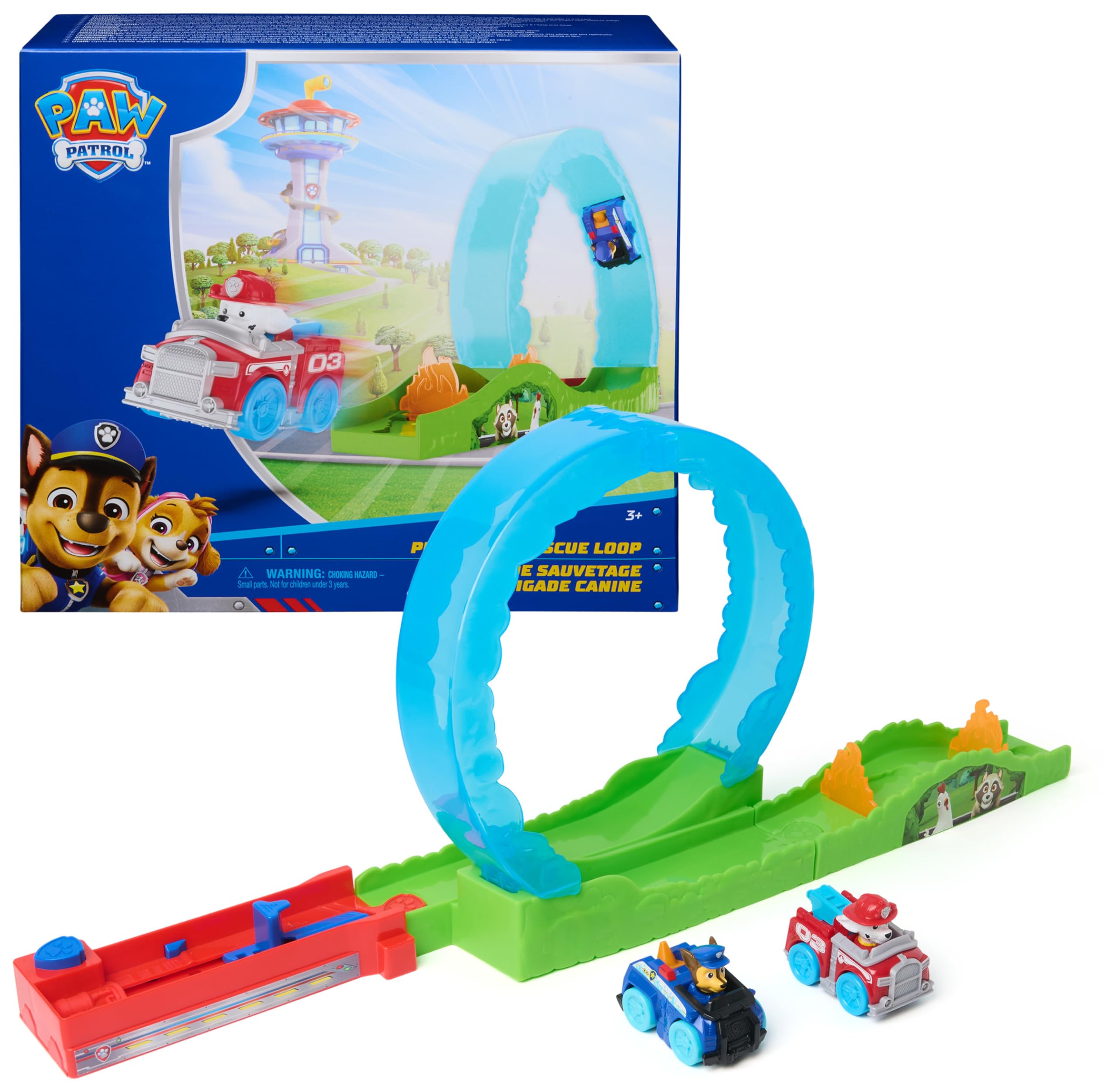 Paw Patrol Pup Squad Rescue Loop, Track Playset with Chase and Marshall Pup Squad Toy Cars and Vehicle Launcher, Kids Toys for Boys and Girls Ages 3 and Up