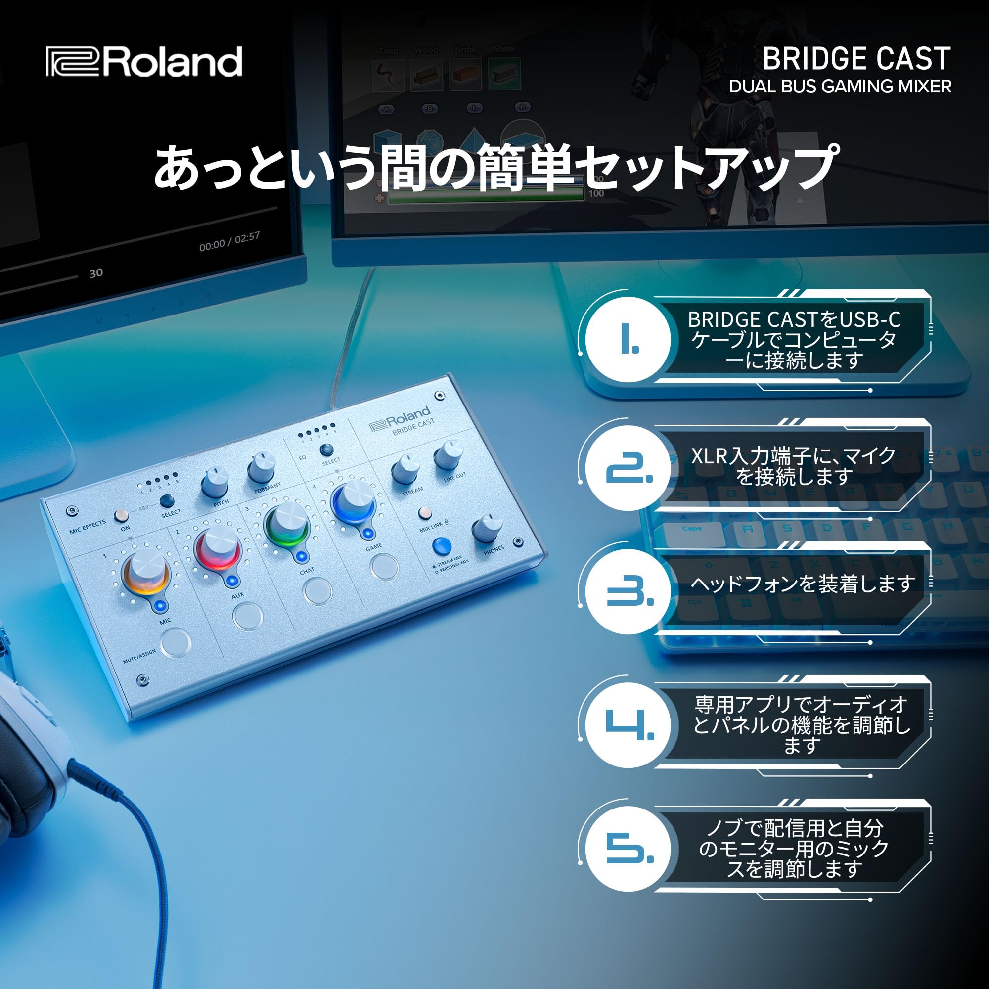 Roland BRIDGE CAST ホワイト Roland BRIDGE CAST White(デュアルバス対応・配信・ゲーミング