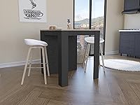 Vista 4 de Kitchen Counter Dining Table,Two Legs, Three Side Shelves Black, Pine