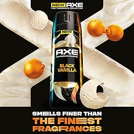 AXE Fine Fragrance Collection Premium Body Spray Black Vanilla with Orange + Sandalwood 3 Count with 72H Odor Protection Aluminum-Free 4 oz