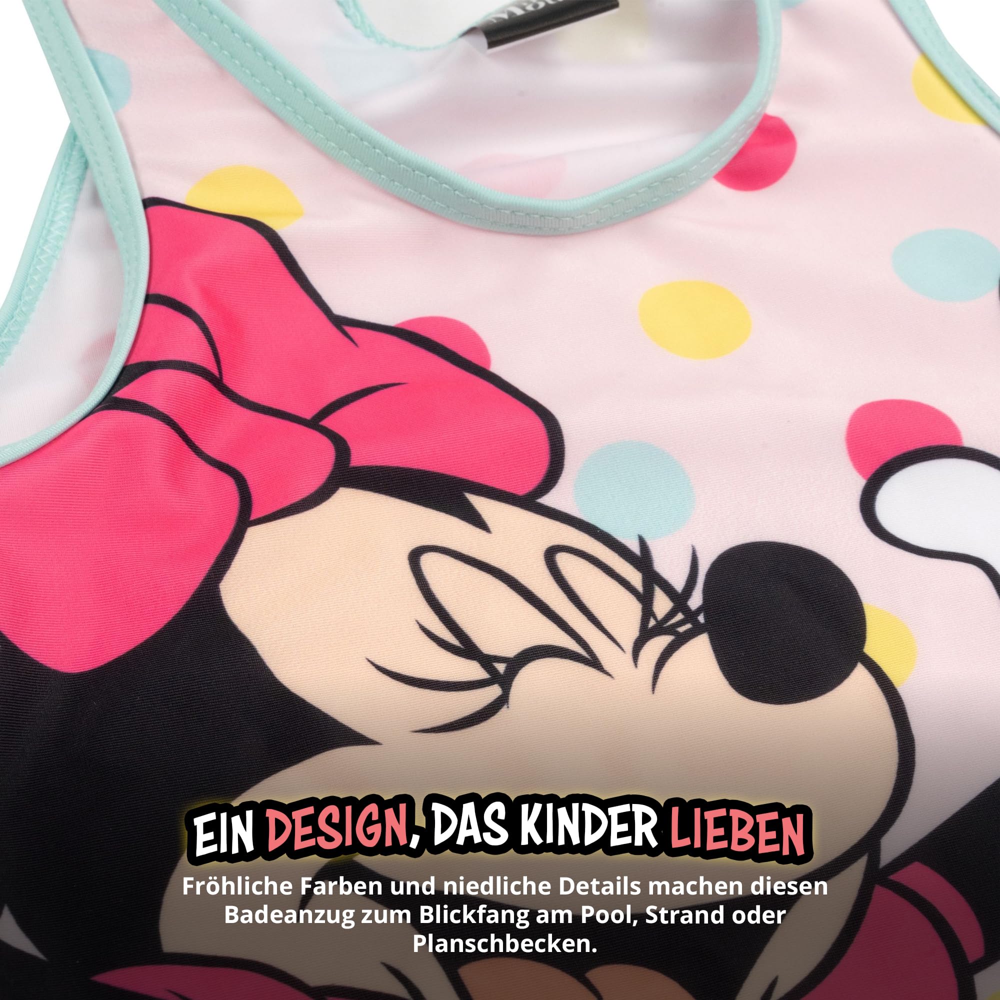United Labels Disney Minnie Mouse Tankini für Mädchen mit Rüschen, Rosa Türkis, Zweiteiliger Badeanzug, Bademode Kinder