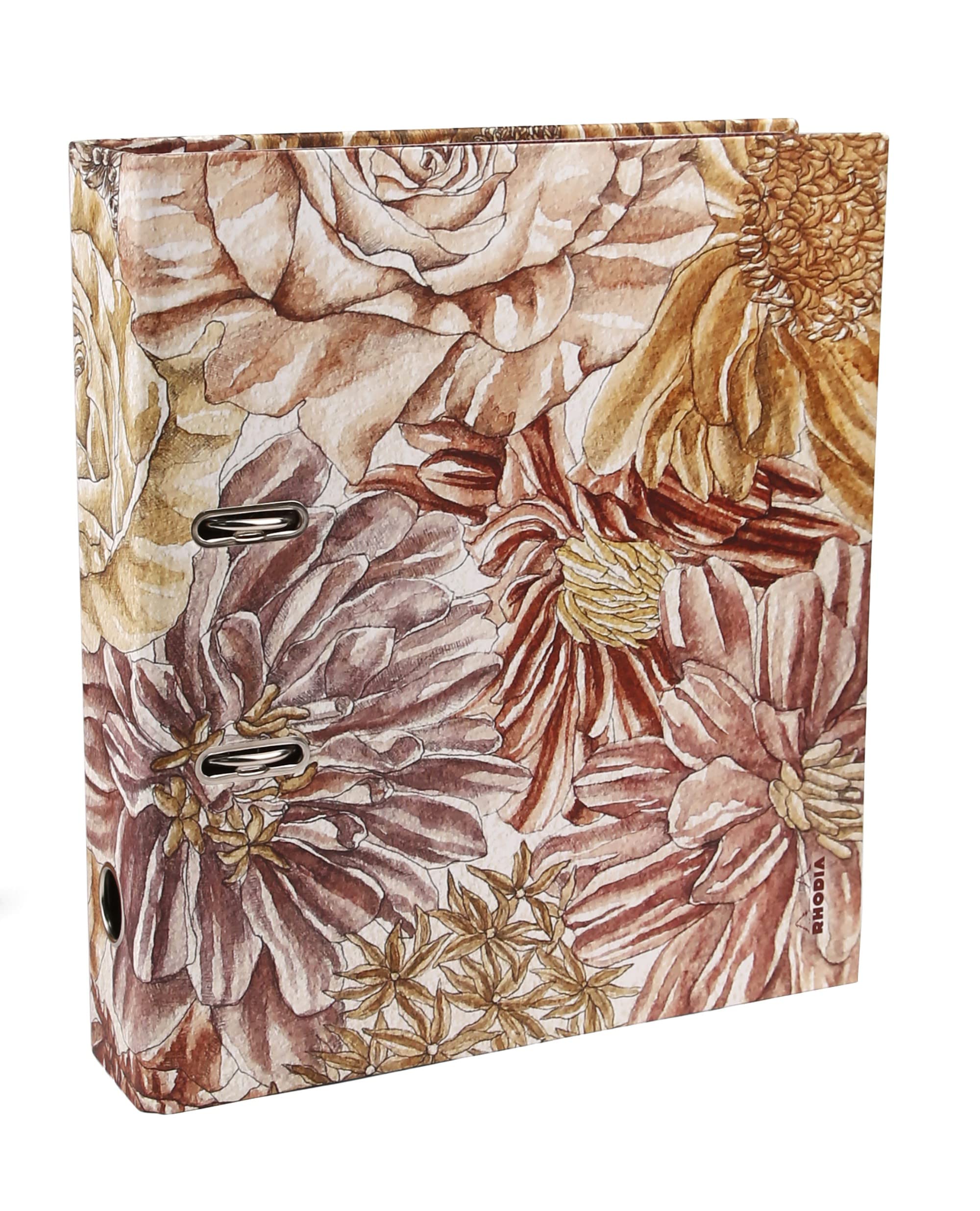 RHODIA 120025C, Lever arch file 21 x 29.7 cm, A4 21 x 29.7 cm, Floral bouquet, Matt lamination, Inside printed Amaranth